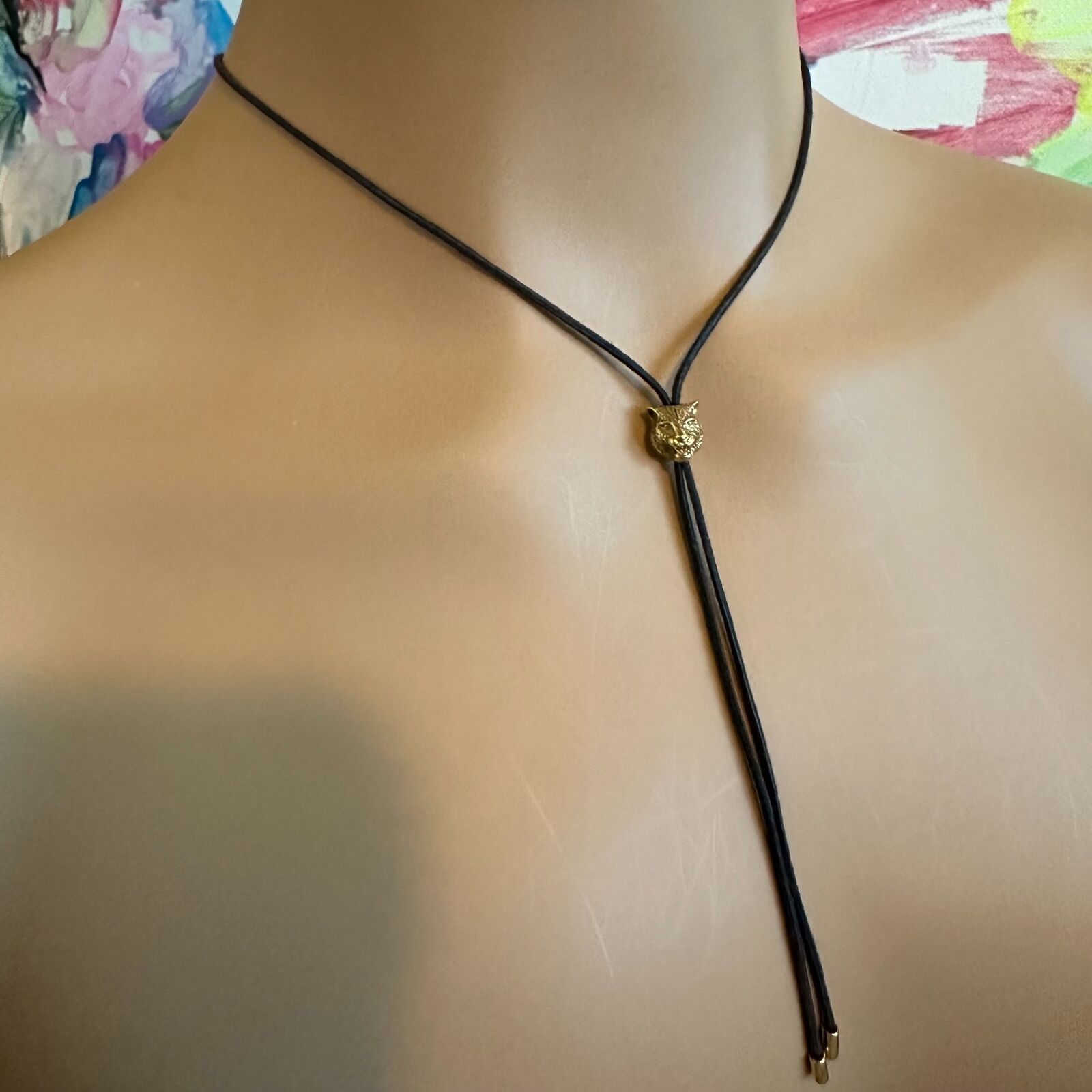 Gucci 18k Yellow Gold Le Marche des Merveilles Tiger Bolo Tie Necklace | Fortrove
