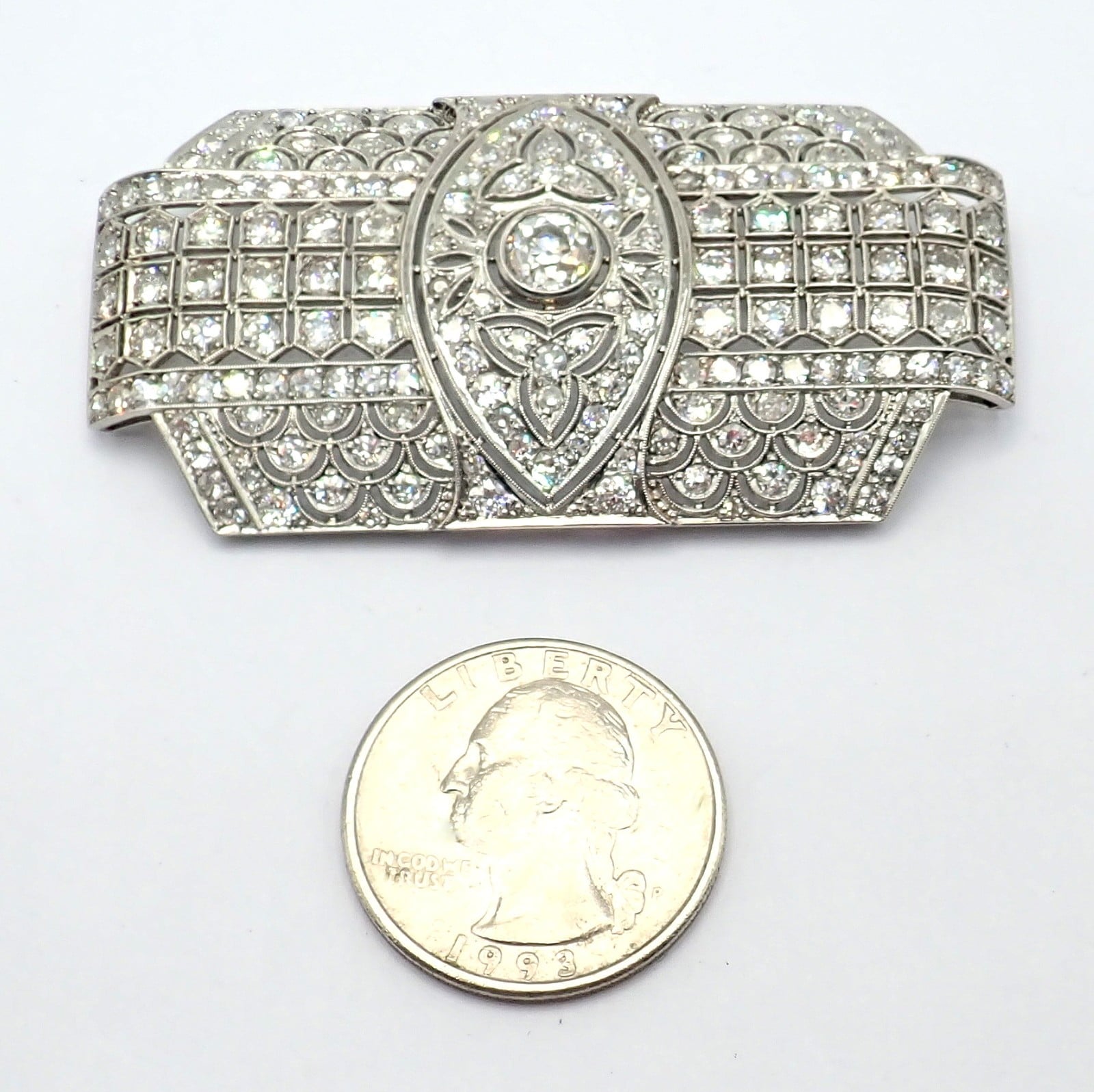 Estate Jewelry & Watches:Fine Jewelry:Brooches & Pins Vintage Estate Antique Art Deco Platinum 5.80ctw Diamond Pin Brooch