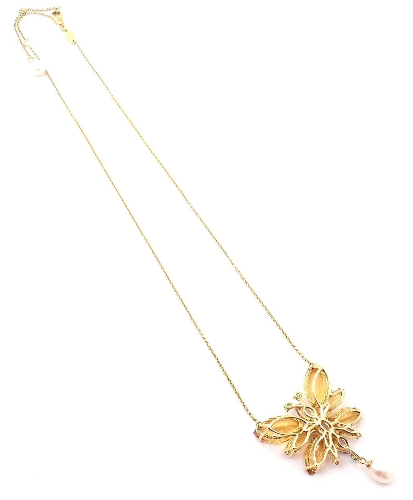Authentic! Dolce & Gabbana Spring 18k Yellow Gold Citrine Butterfly Necklace | Fortrove