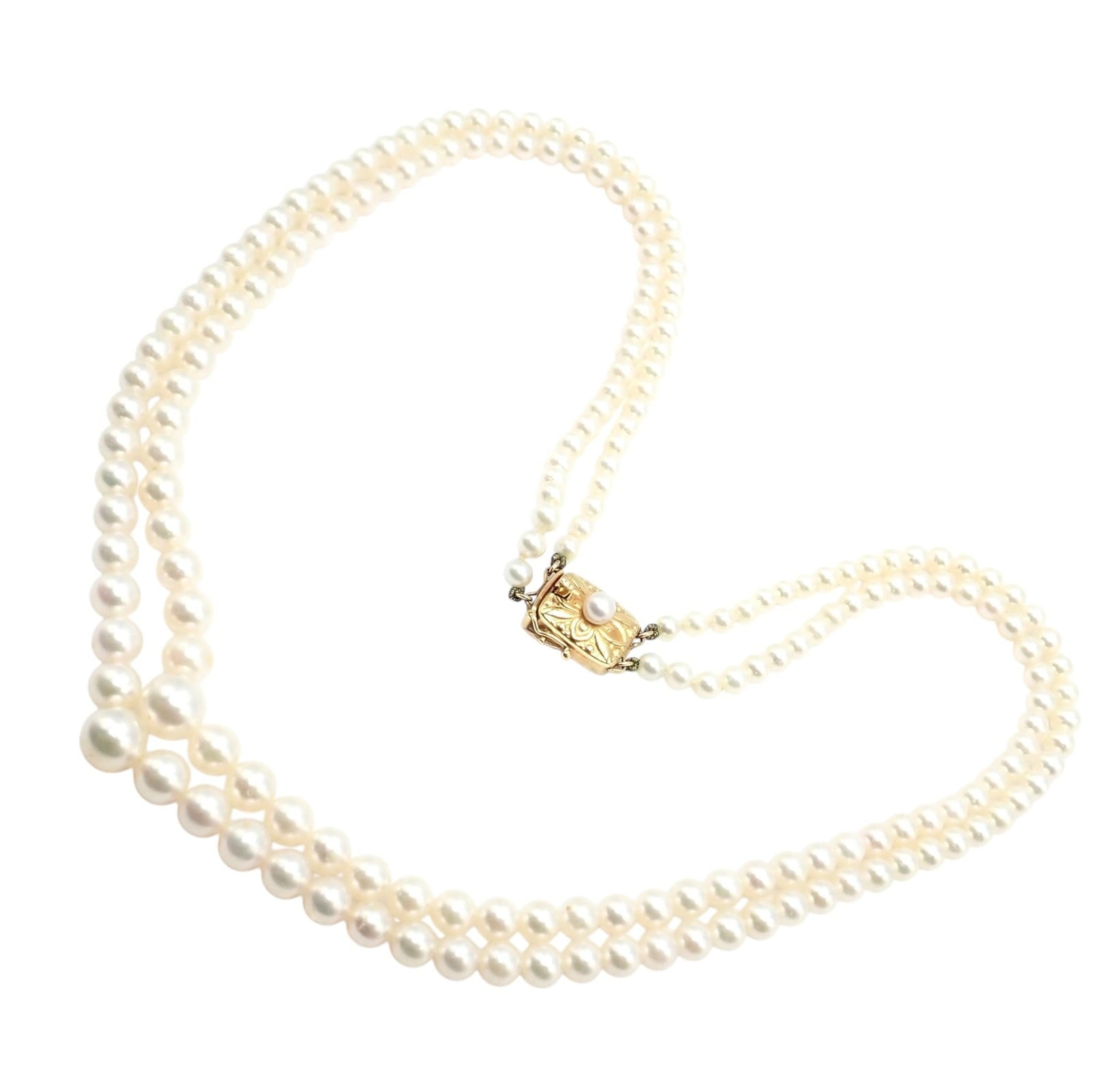 Mikimoto Jewelry & Watches:Fine Jewelry:Necklaces & Pendants Mikimoto 18k Yellow Gold Pearl Double Strand Graduated 17" Princess Necklace