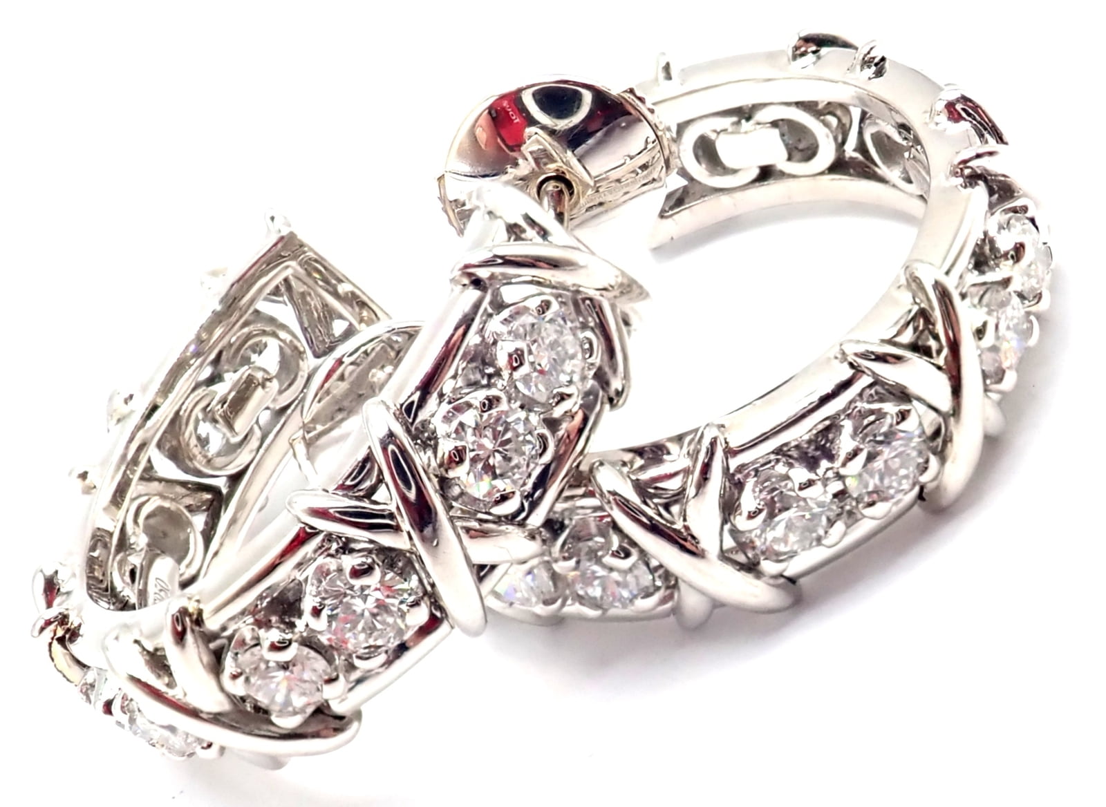 Jean Schlumberger for Tiffany & Co. Jewelry & Watches:Fine Jewelry:Earrings Authentic Tiffany & Co Schlumberger Twenty Stones Platinum Diamond Hoop Earrings