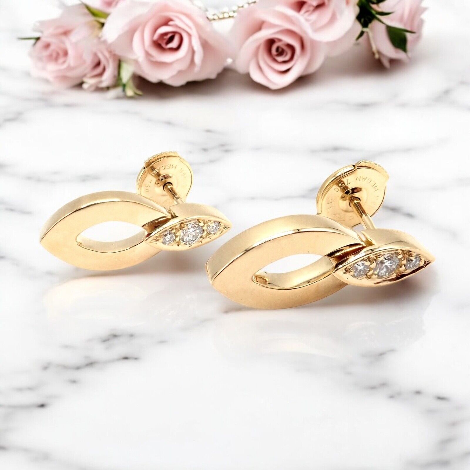 Authentic! Cartier 18K Yellow Gold Diamond Diadea Link Bracelet Earrings Set | Fortrove