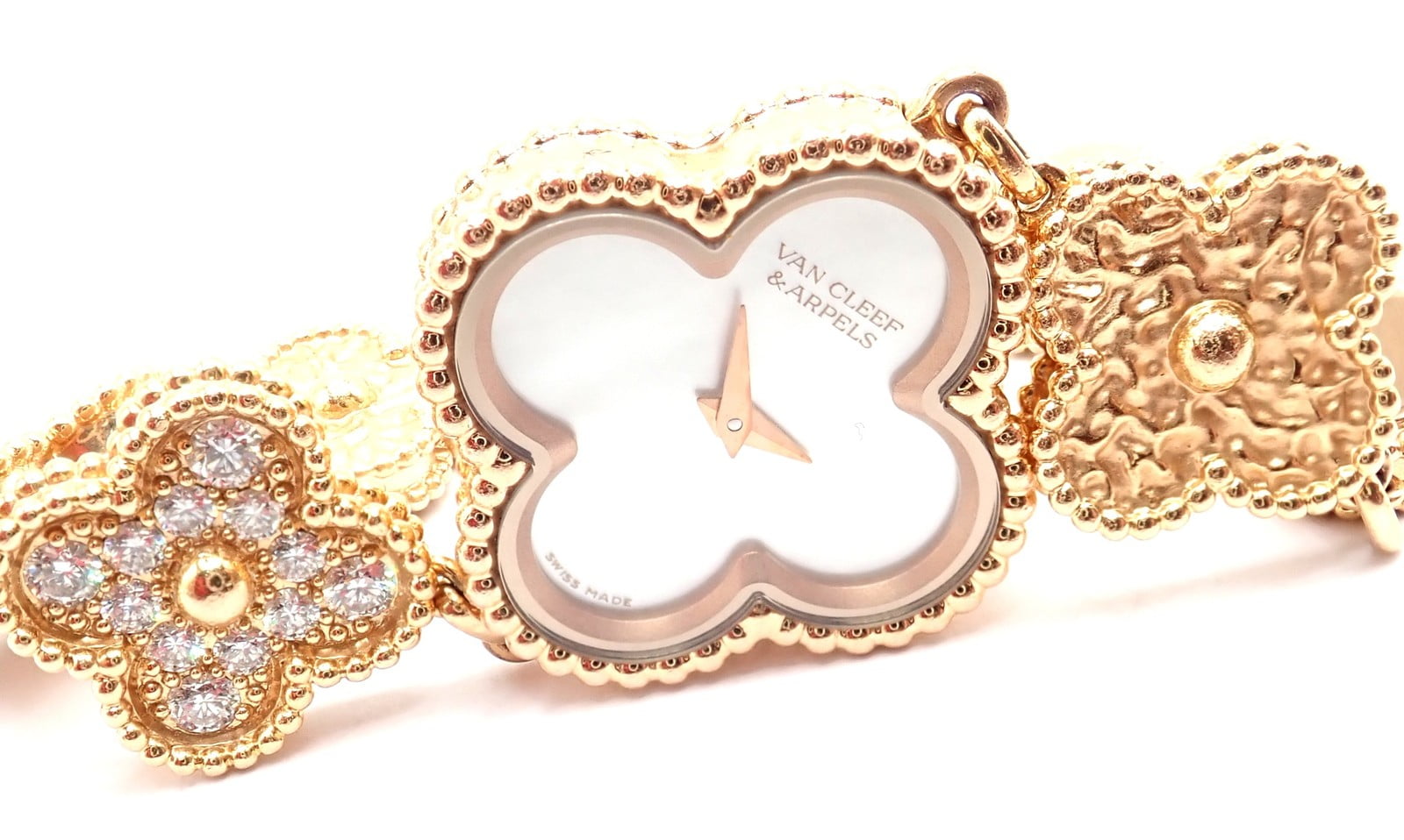 Van Cleef & Arpels Jewelry & Watches:Watches, Parts & Accessories:Watches:Wristwatches Authentic! Van Cleef & Arpels Vintage Diamond MOP Sweet Alhambra 18k Gold Watch