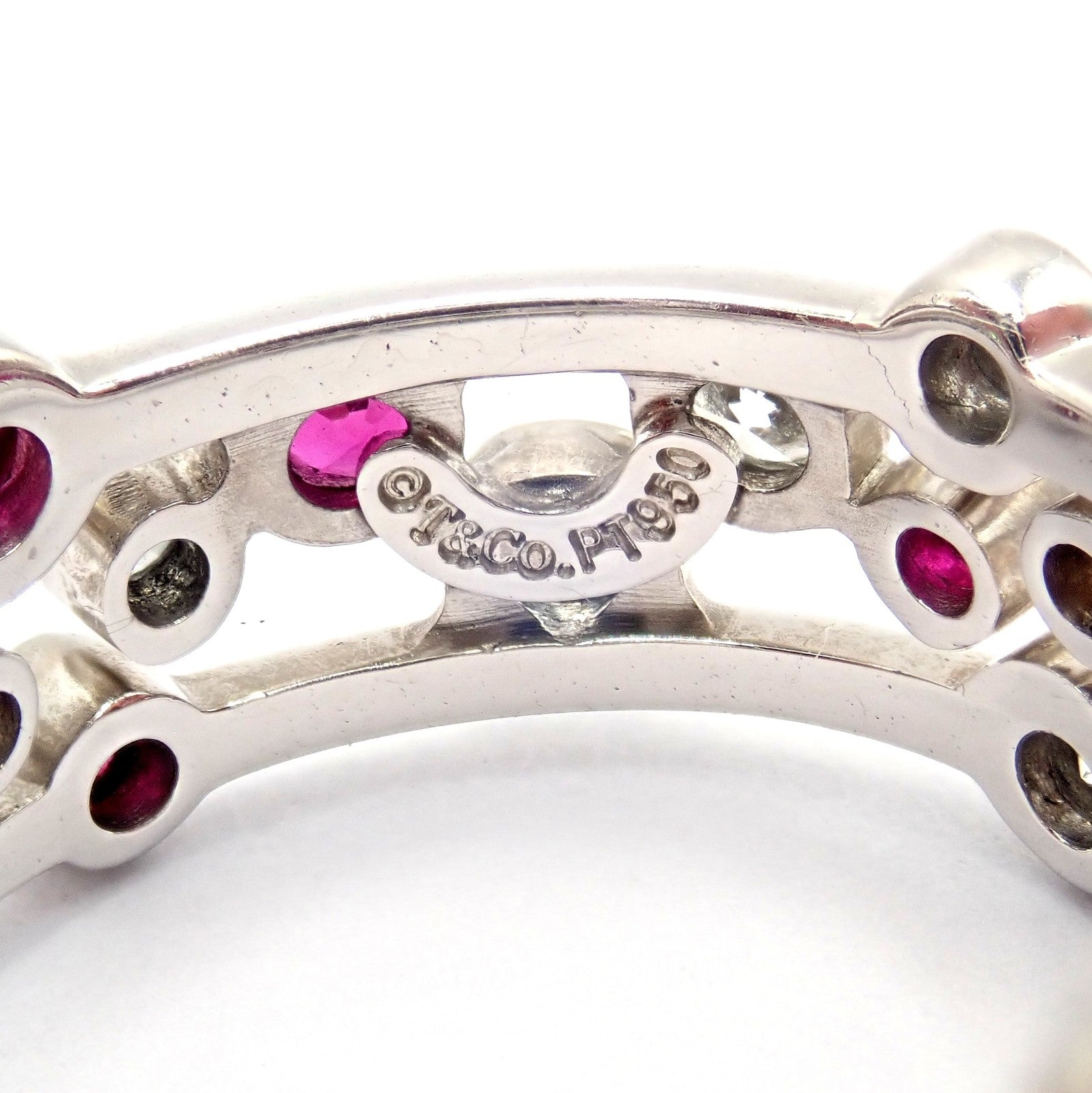 Authentic! Tiffany & Co Platinum Diamond Ruby Bubbles Band Ring Size 5.5 | Fortrove