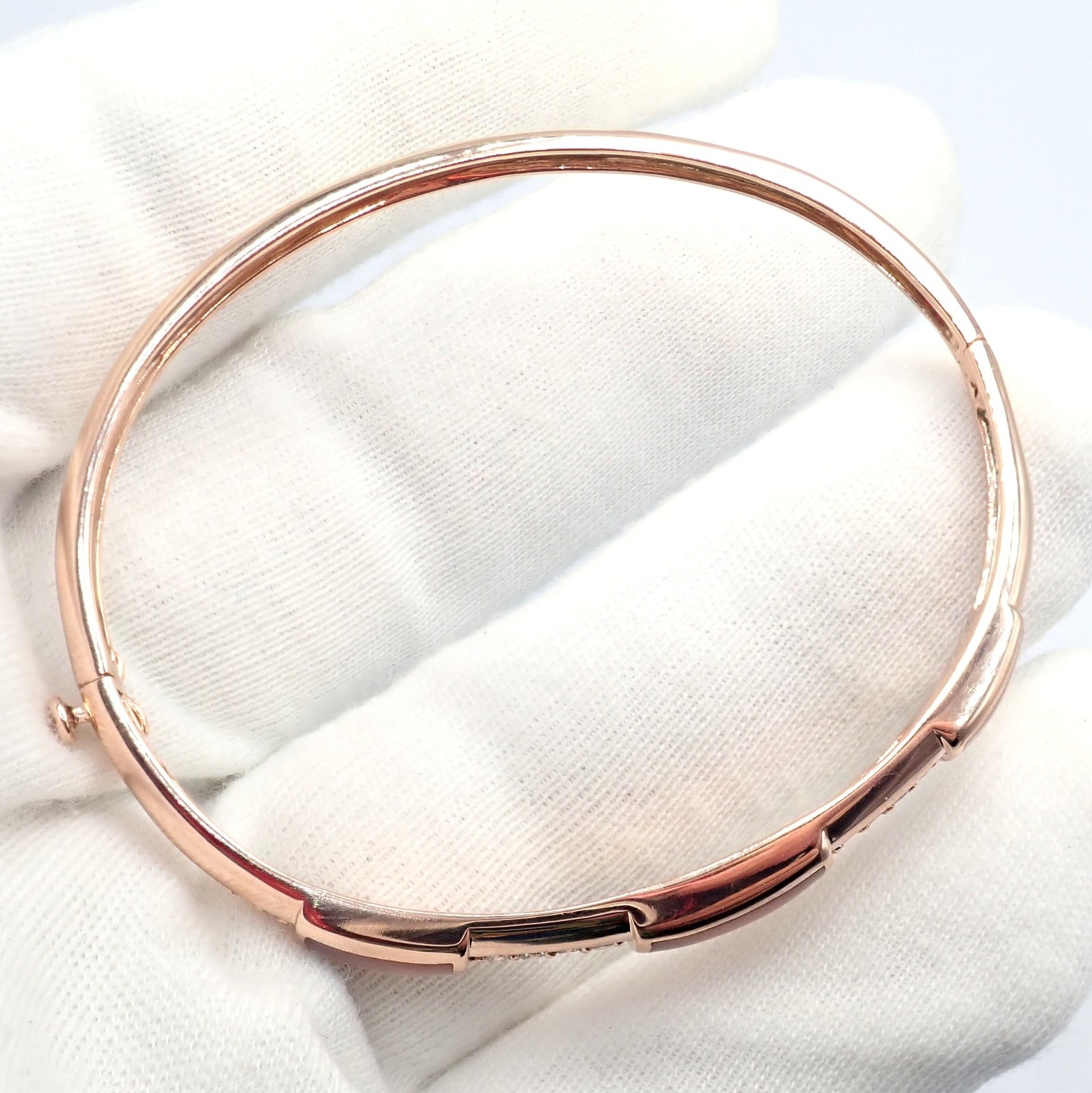 Authentic! Kabana 14k Rose Gold Diamond Mother of Pearl Bangle Bracelet | Fortrove