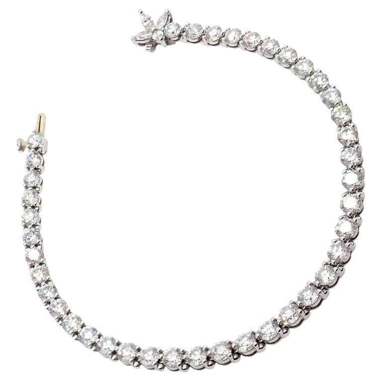 Authentic! Tiffany & Co Victoria Platinum 6.53ct Diamond Line Tennis Bracelet | Fortrove