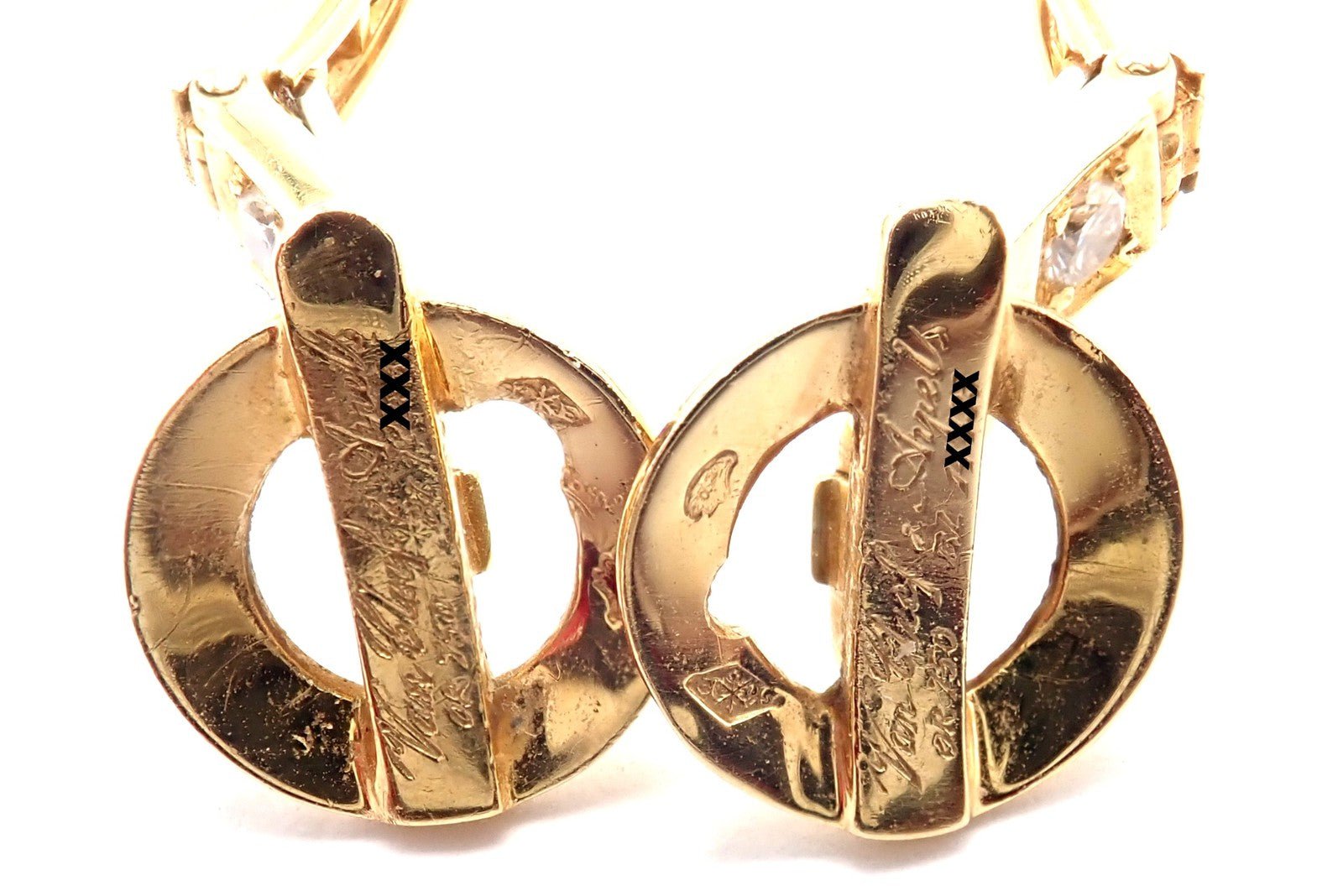 Authentic! Van Cleef & Arpels 18k Yellow Gold Diamond Large Hoop Earrings | Fortrove