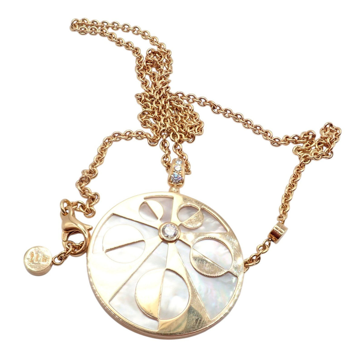 Bulgari Jewelry & Watches:Fine Jewelry:Necklaces & Pendants Rare! Bvlgari Bulgari Intarsio 18k Rose Gold Diamond Mother of Pearl Necklace