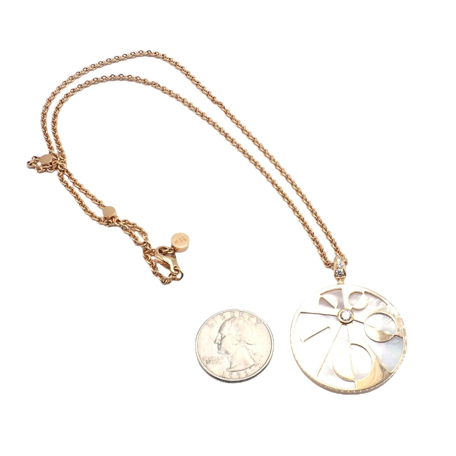 Rare! Bvlgari Bulgari Intarsio 18k Rose Gold Diamond Mother of Pearl Necklace | Fortrove