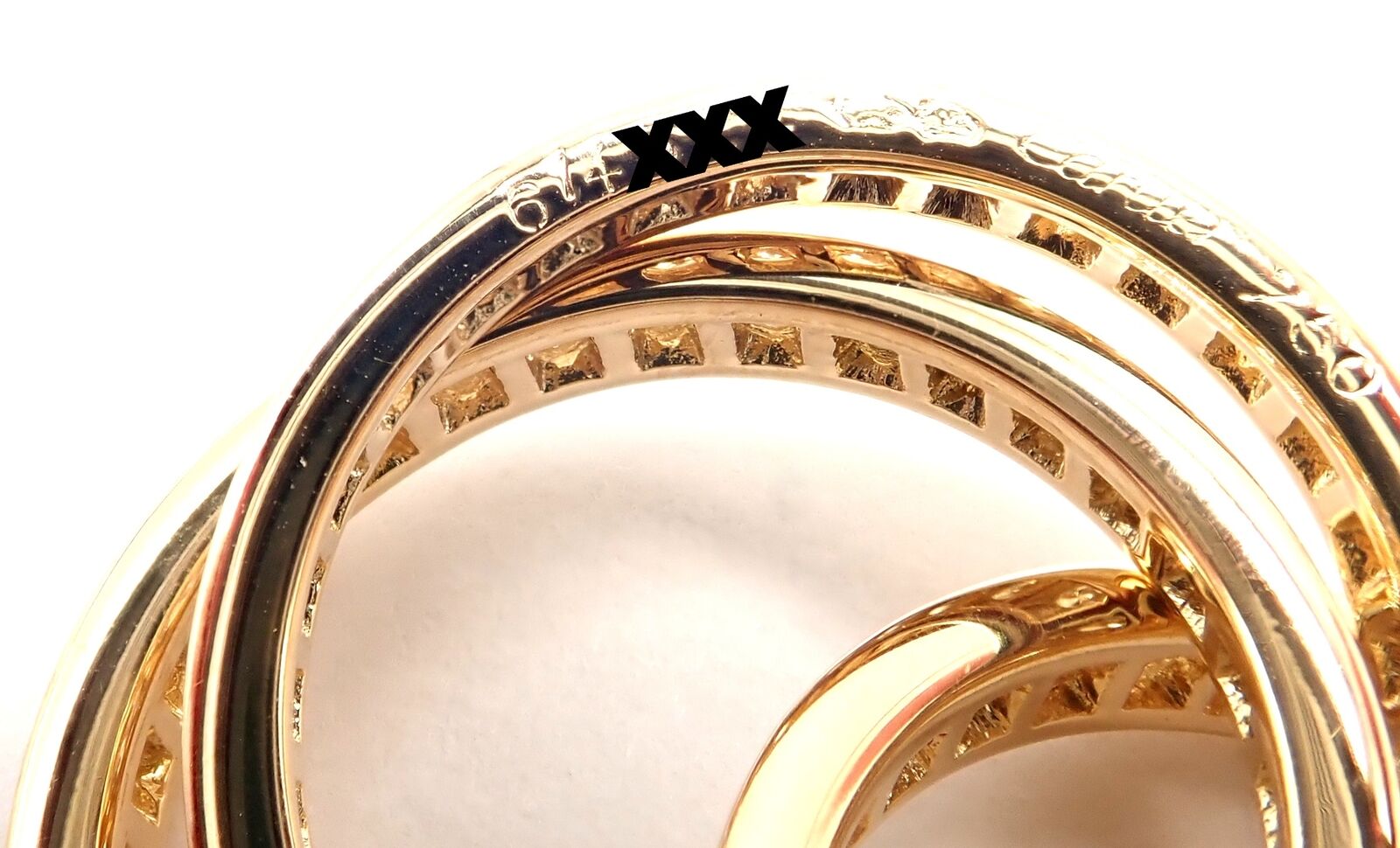 Authentic! Cartier 18k Yellow Gold Diamond Trinity Band Ring Size 5 3/4 Paper | Fortrove