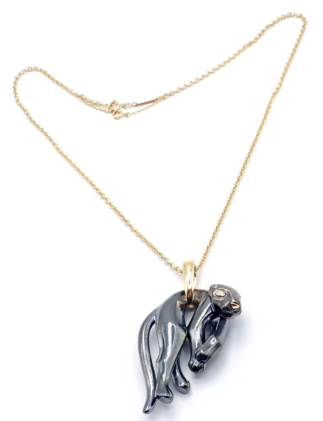 Authentic Panthere de Cartier Panther 18k Yellow Gold & Silverium Necklace Paper | Fortrove