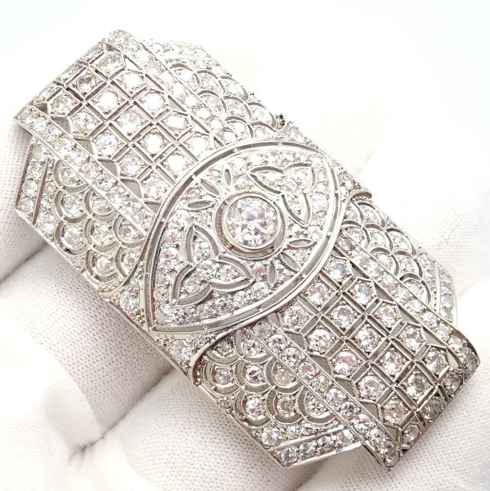 Estate Jewelry & Watches:Fine Jewelry:Brooches & Pins Vintage Estate Antique Art Deco Platinum 5.80ctw Diamond Pin Brooch