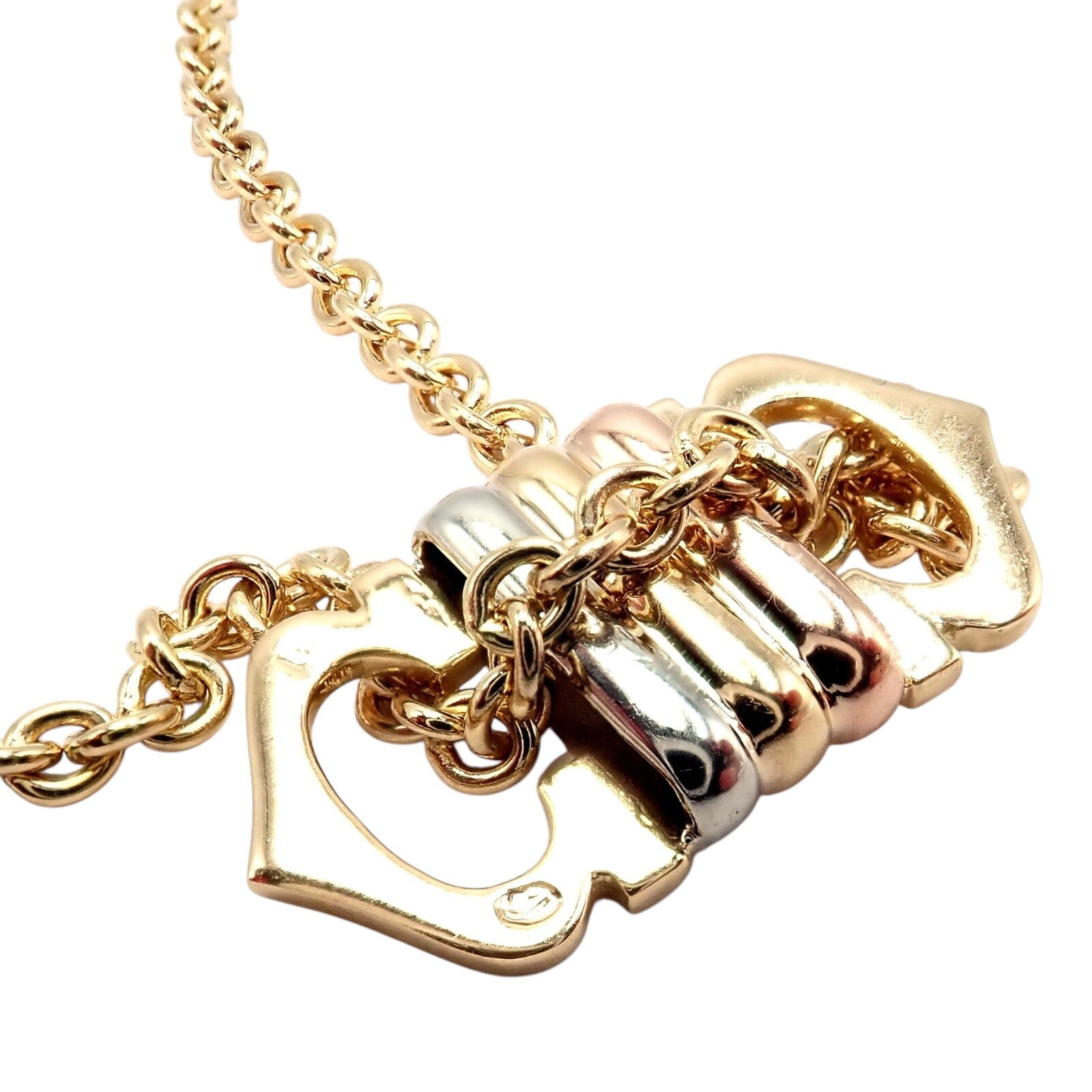Authentic! Cartier 18k TriColor Gold Double C Charm Pendant Necklace | Fortrove