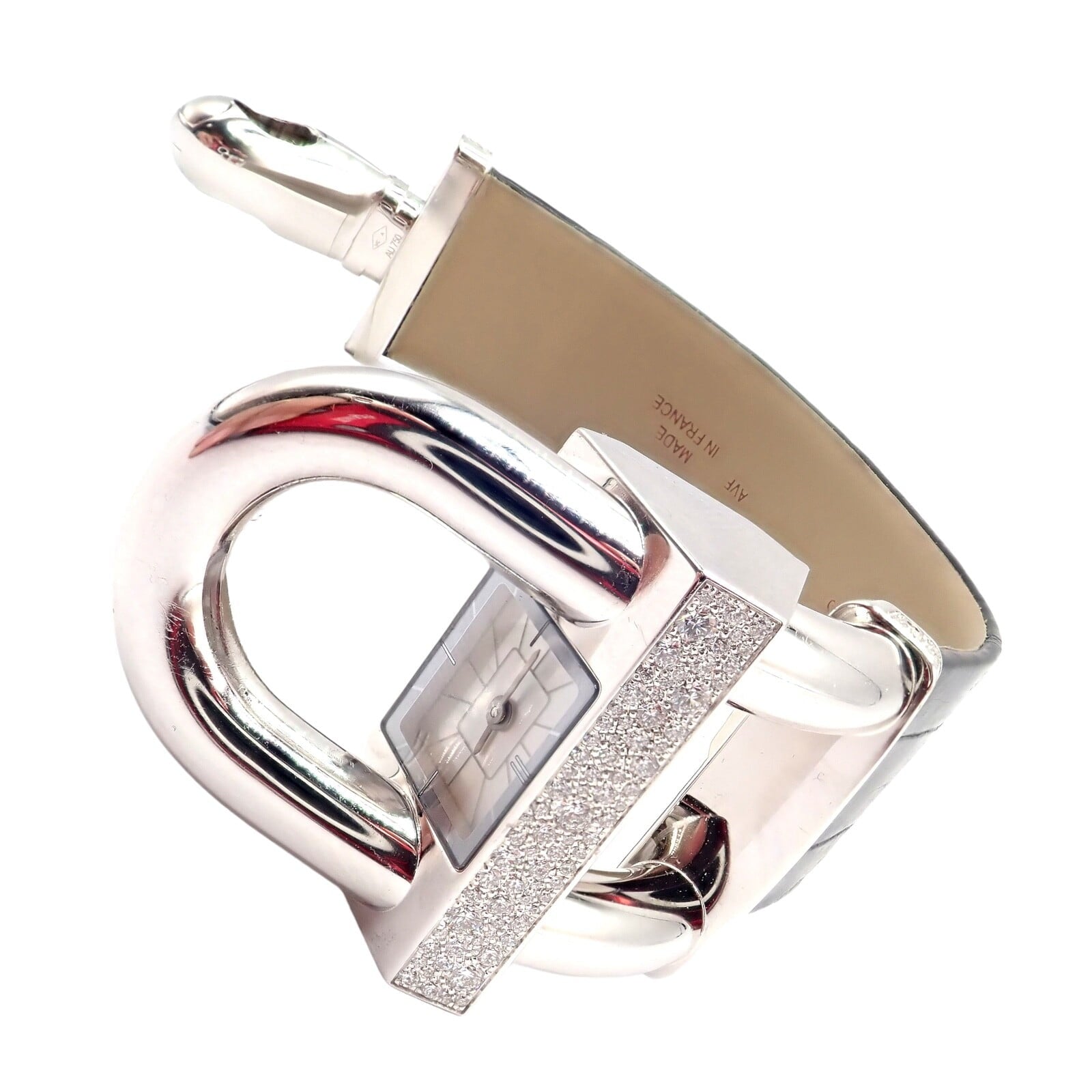 Van Cleef & Arpels Jewelry & Watches:Watches, Parts & Accessories:Watches:Wristwatches Authentic! Van Cleef & Arpels 18K White Gold Diamond Cadenas Alligator Watch