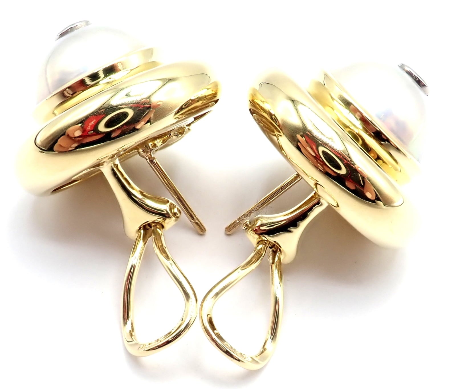 Paloma Picasso for Tiffany & Co. Jewelry & Watches:Fine Jewelry:Earrings Authentic Tiffany & Co Picasso 18k Yellow Gold Diamond Mabe Pearl Earrings Paper