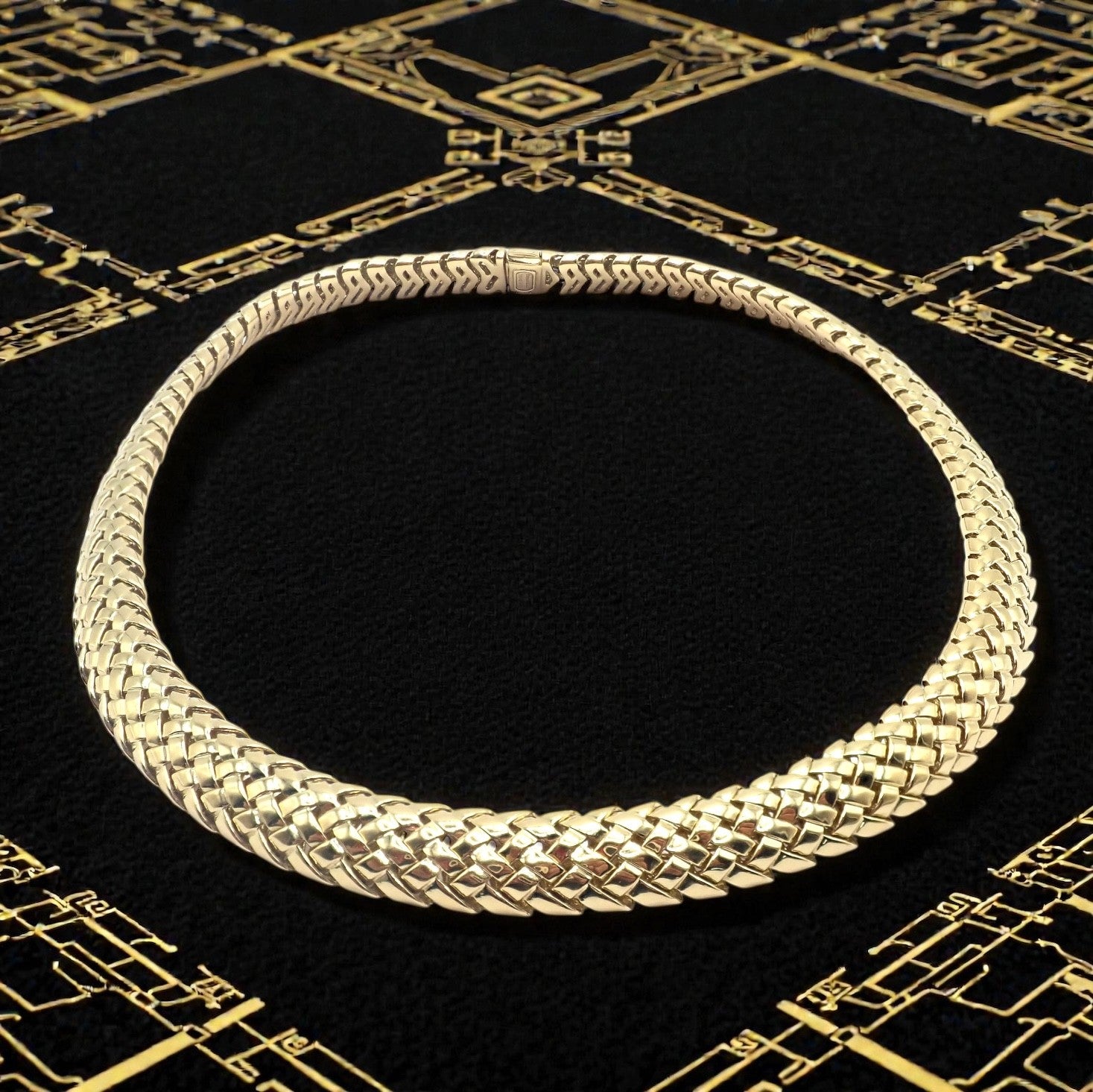 Authentic! Tiffany & Co Vannerie 18k Yellow Gold Basket Weave Necklace | Fortrove