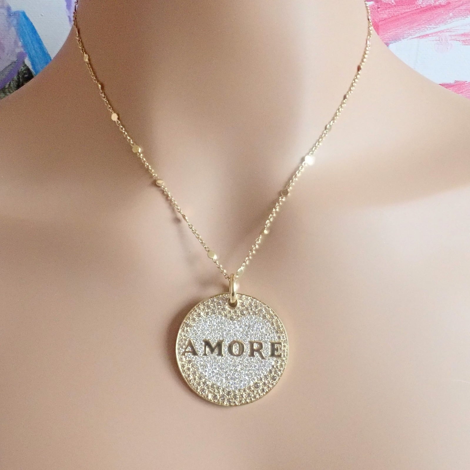 Pasquale Bruni Jewelry & Watches:Fine Jewelry:Necklaces & Pendants Pasquale Bruni 18k Yellow Gold Large Diamond + Sapphire Amore Pendant Necklace