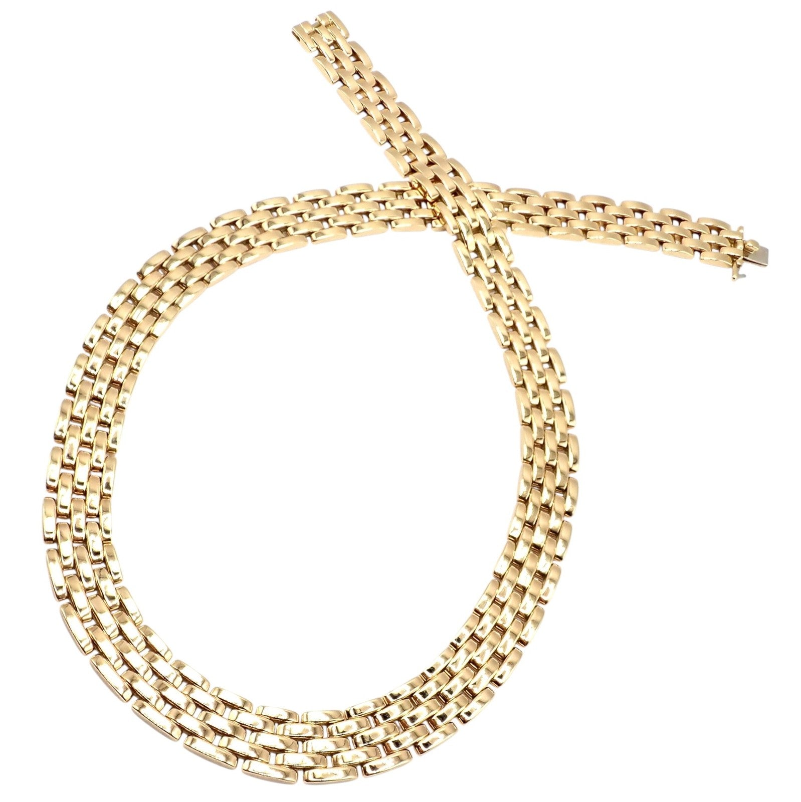 Cartier 5 Row Maillon Panther Panthere 18k Yellow Gold Link 14mm Wide Necklace | Fortrove