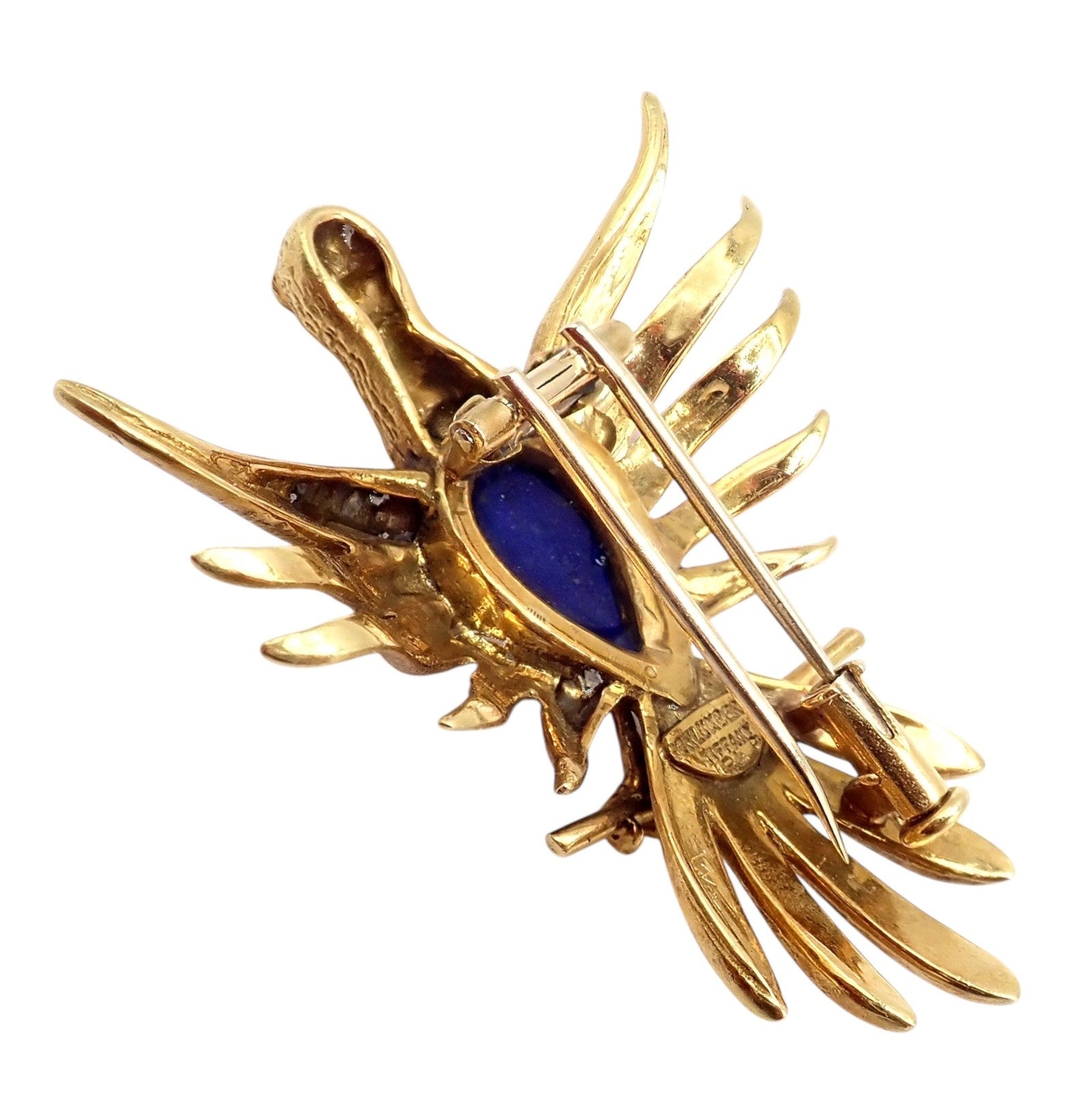 Rare! Tiffany & Co Schlumberger 18k Yellow Gold Lapis Phoenix Brooch Pin 1960's | Fortrove