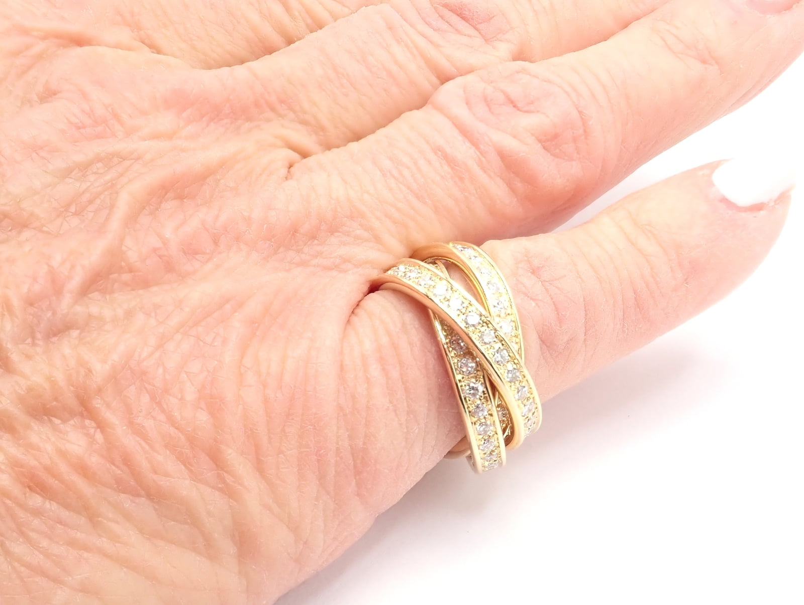 Cartier Jewelry & Watches:Fine Jewelry:Rings Authentic! Cartier 18k Yellow Gold Diamond Trinity Band Ring Size 5 3/4 Paper