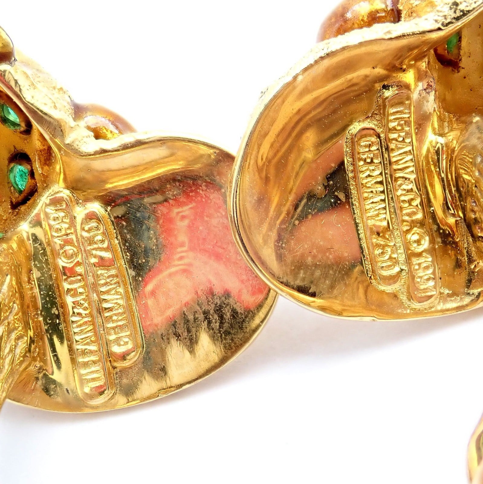 Tiffany & Co. Jewelry & Watches:Men's Jewelry:Cufflinks Vintage Tiffany & Co. 18k Yellow Gold Emerald Enamel Monkey Cufflinks 1991