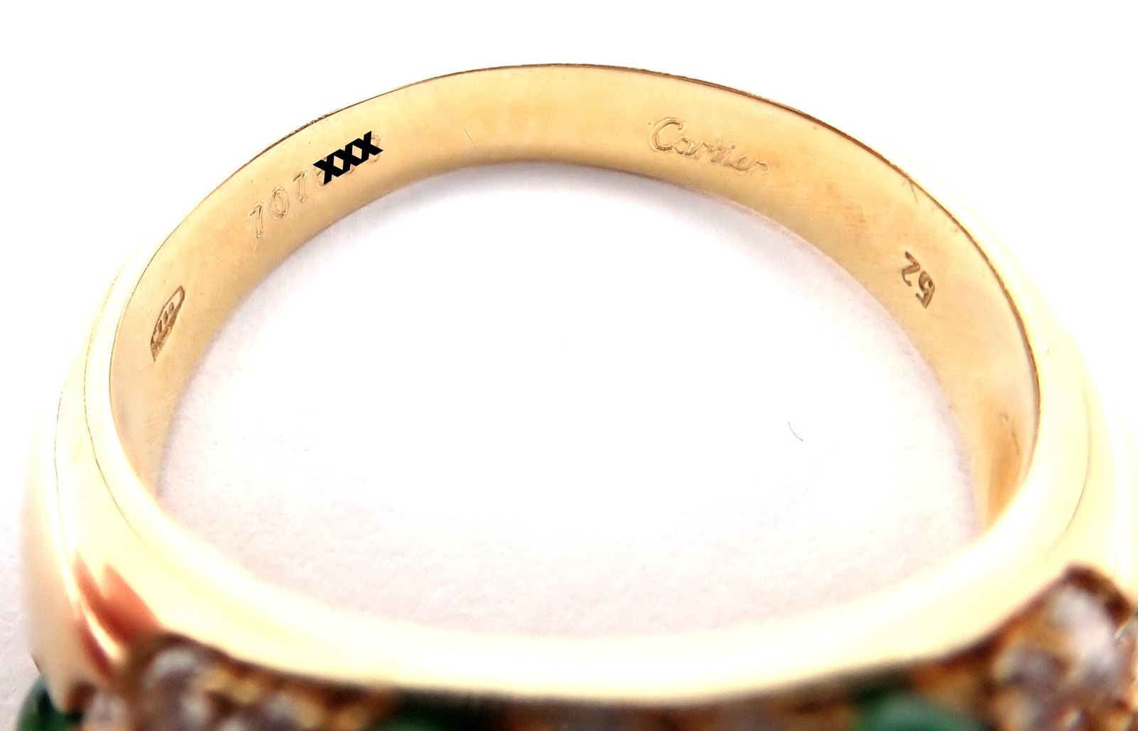 Authentic! Vintage Cartier Panthere 18k Yellow Gold Diamond Emerald Ring | Fortrove