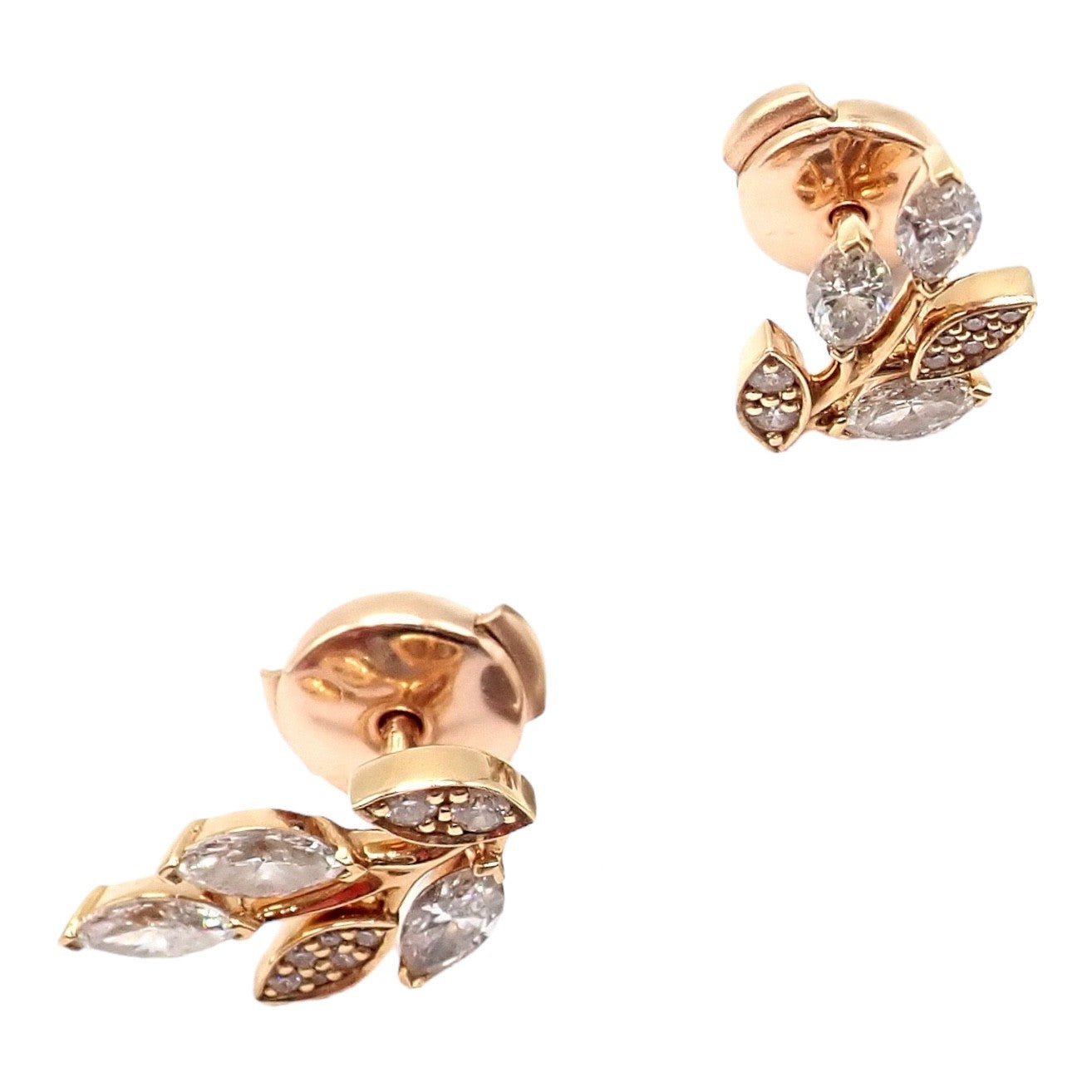 Rare! Authentic Tiffany & Co 18k Rose Gold Diamond Victoria Vine Earrings | Fortrove