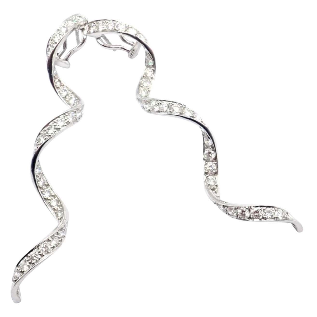 Harry Winston Jewelry & Watches:Fine Jewelry:Earrings Authentic! Harry Winston Platinum Diamond Twisted Long Hanging Drop Earrings