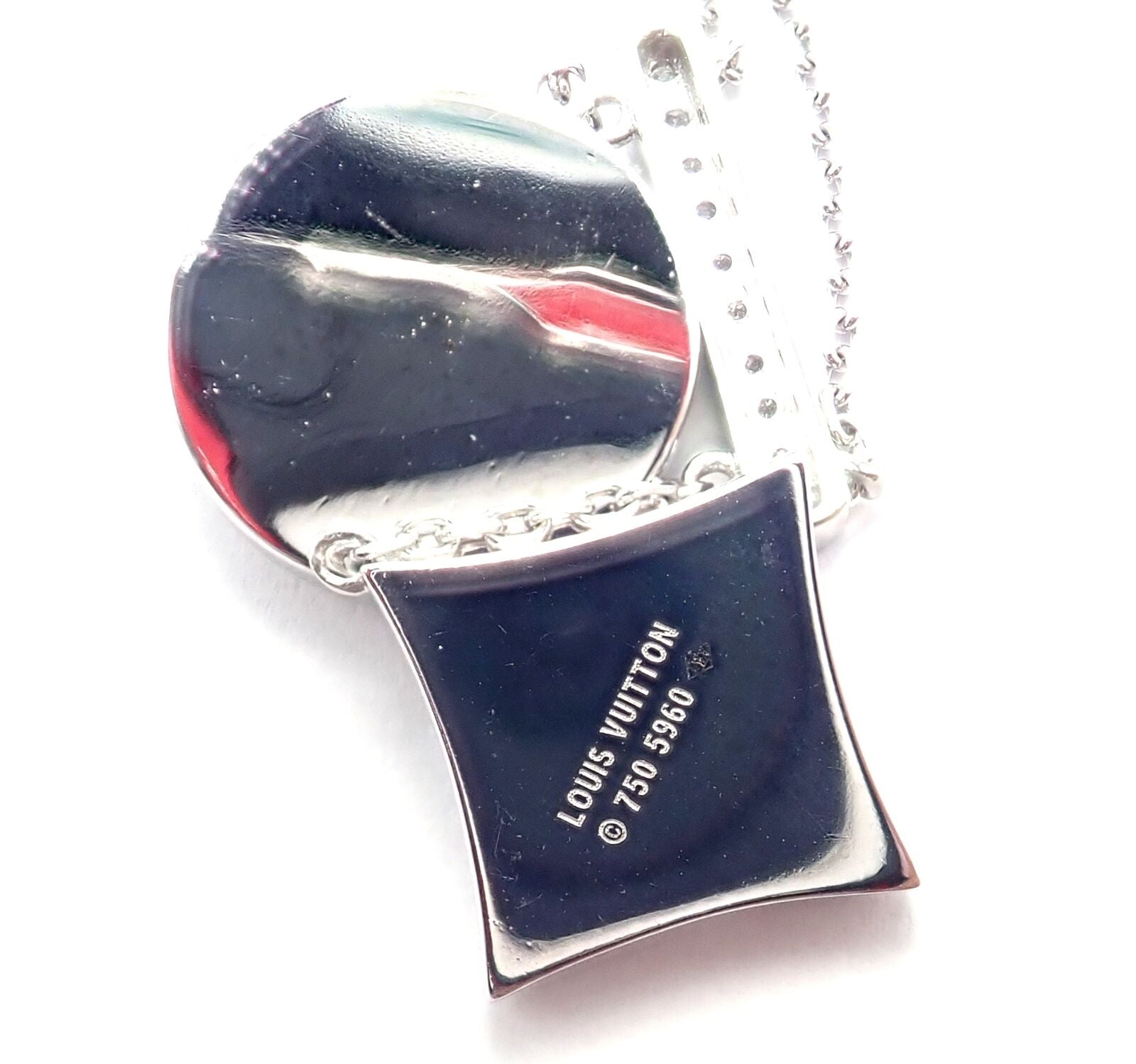 Authentic! Louis Vuitton Blossom 18k White Gold Diamond Link Pendant Necklace | Fortrove