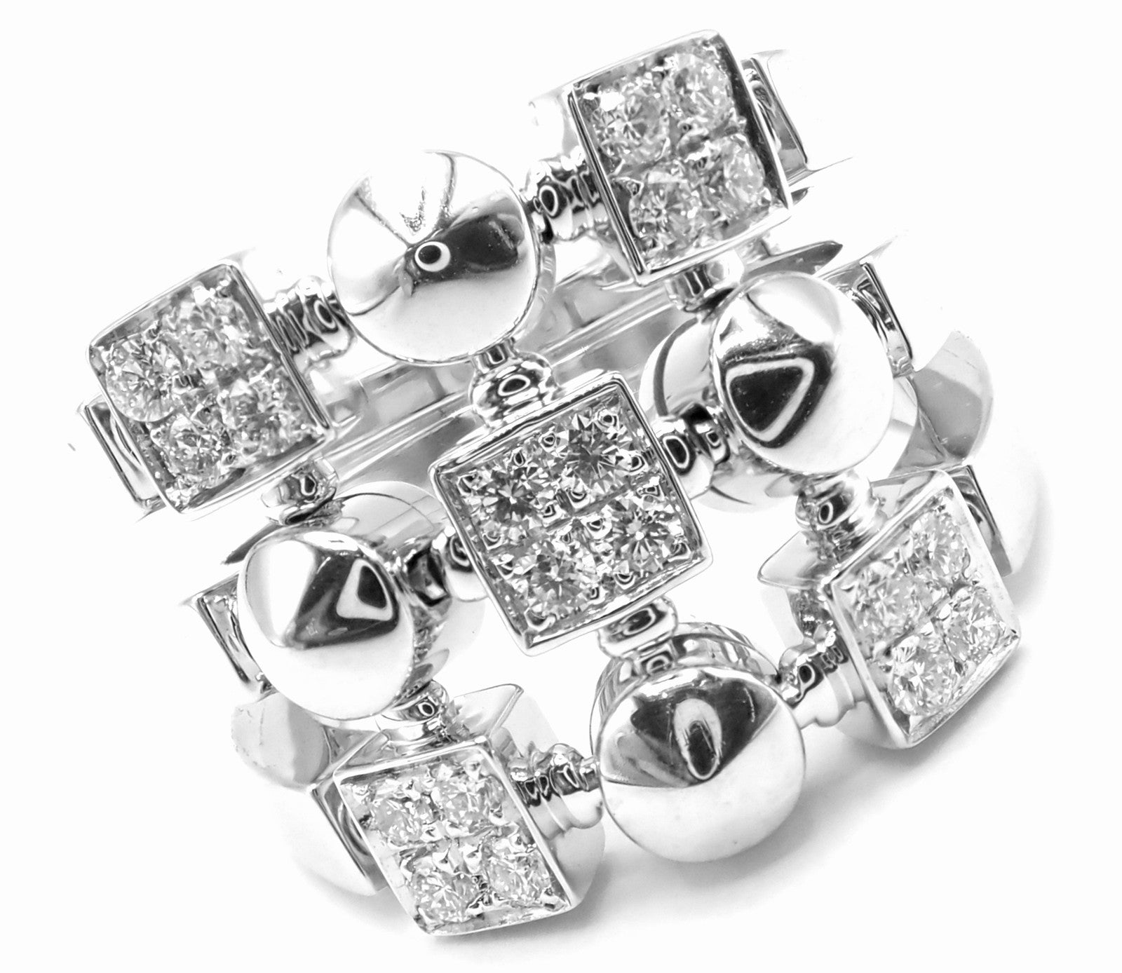 Authentic! Bvlgari Bulgari 18k White Gold Lucea Diamond Band Ring Paper | Fortrove
