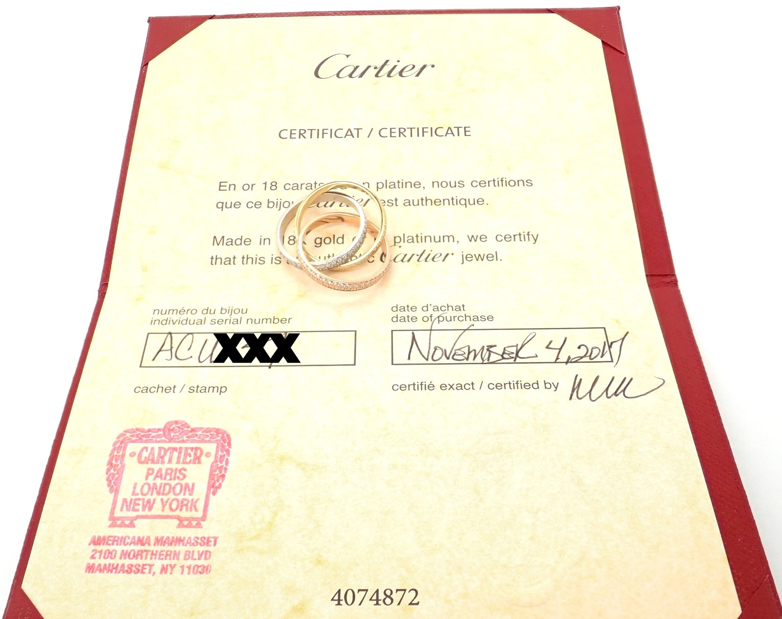 Authentic! Cartier Trinity 18k Gold Diamond Small Model Band Ring Size 51 Cert | Fortrove