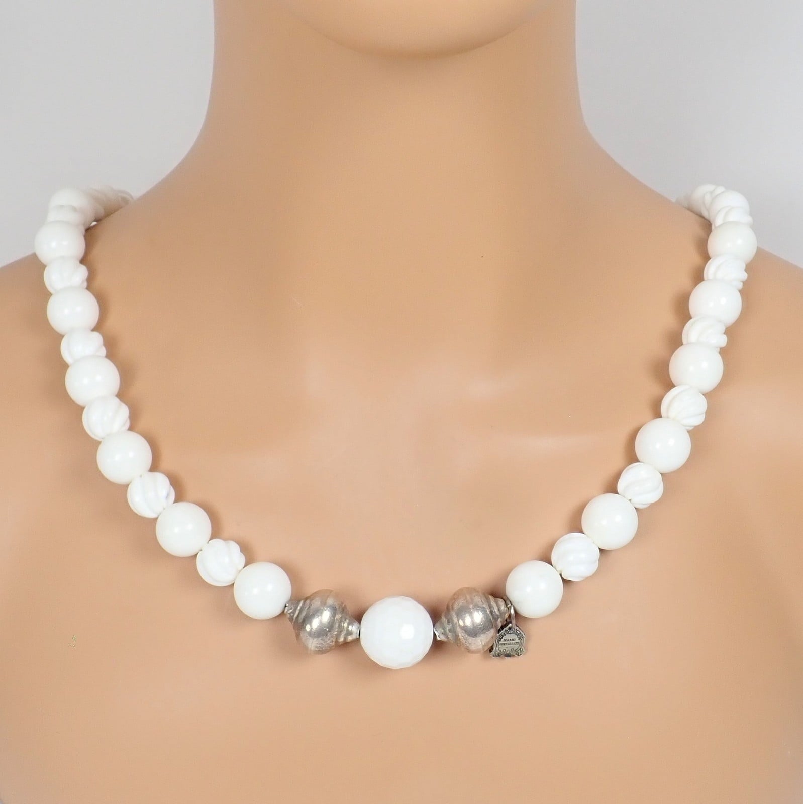 Buccellati Jewelry & Watches:Fine Jewelry:Necklaces & Pendants Rare! Vintage Mario Buccellati Free Time Silver Large White Stone Necklace 31"