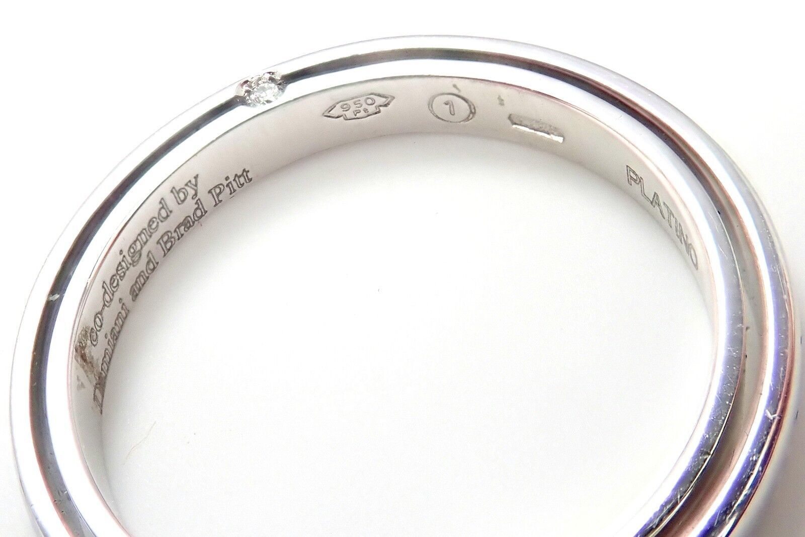 Damiani Jewelry & Watches:Fine Jewelry:Rings Rare! Authentic Damiani Brad Pitt Platinum 4 Diamond 3mm Band Ring Sz 8.25