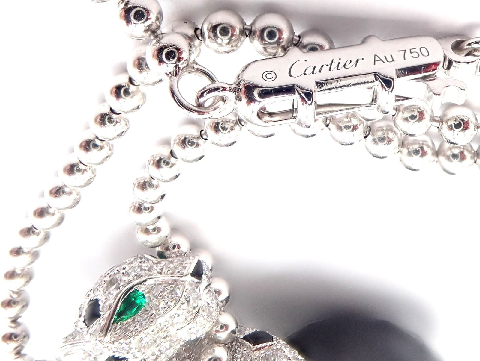 Panthere de Cartier Panther 18k Gold Diamond Emerald Onyx Pendant Necklace Paper | Fortrove