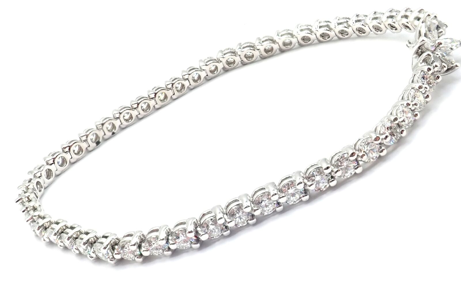 Authentic! Tiffany & Co Victoria Platinum 4.49ct Diamond Line Tennis Bracelet | Fortrove
