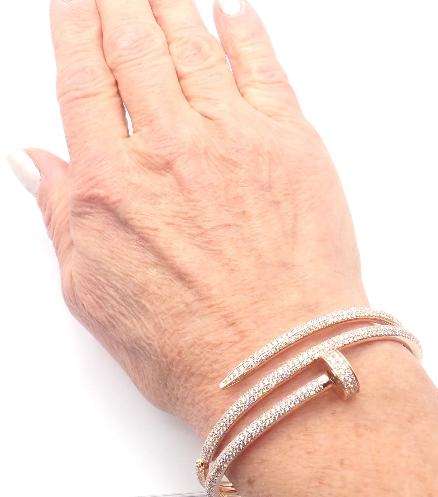 Cartier Juste un Clou Nail 18k Rose Gold Diamond Bangle Bracelet Size 16 Paper | Fortrove