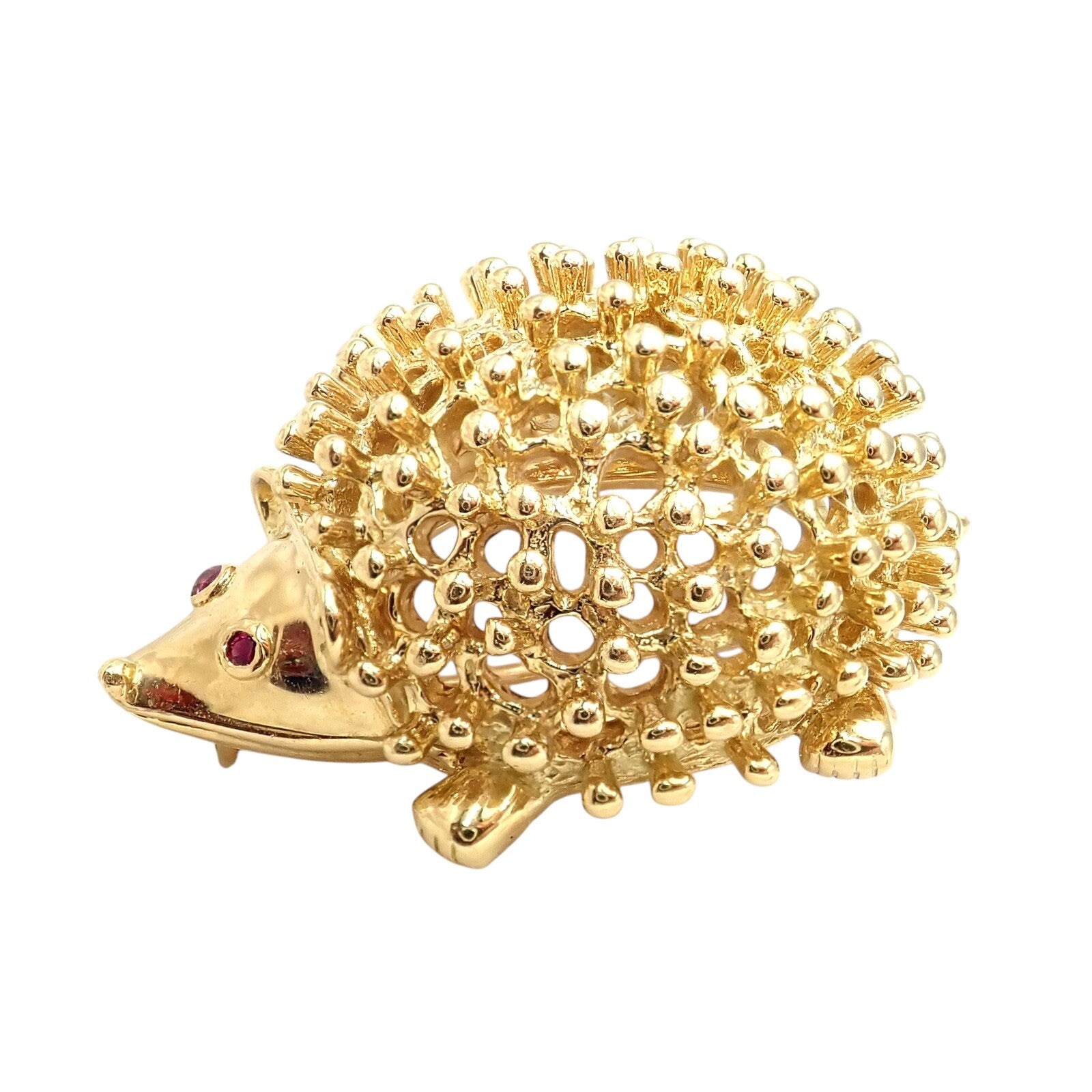 Vintage! Tiffany & Co Schlumberger 18k Yellow Gold Hedgehog Ruby Brooch Pin | Fortrove