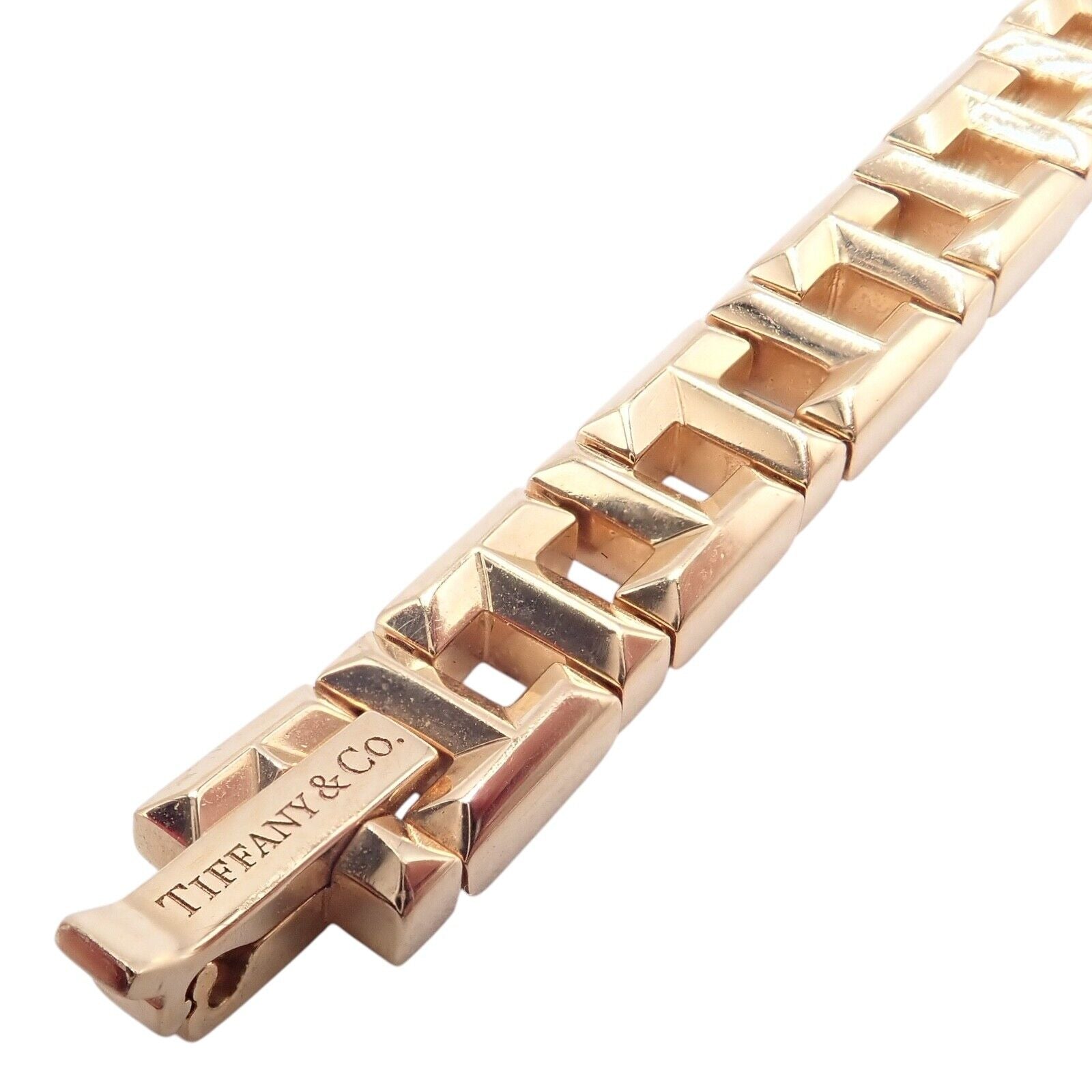 Authentic! Tiffany & Co 18k Rose Gold T Chain Link Bracelet | Fortrove