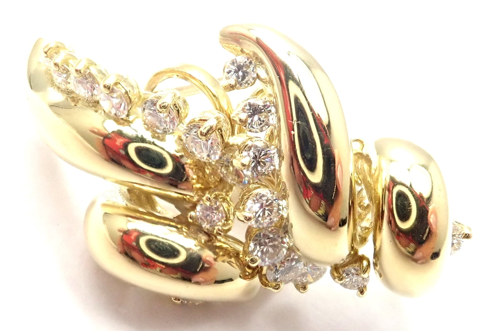 Tiffany & Co. Jewelry & Watches:Fine Jewelry:Earrings Rare! Authentic Tiffany & Co 18k Yellow Gold Diamond Swirl Earrings