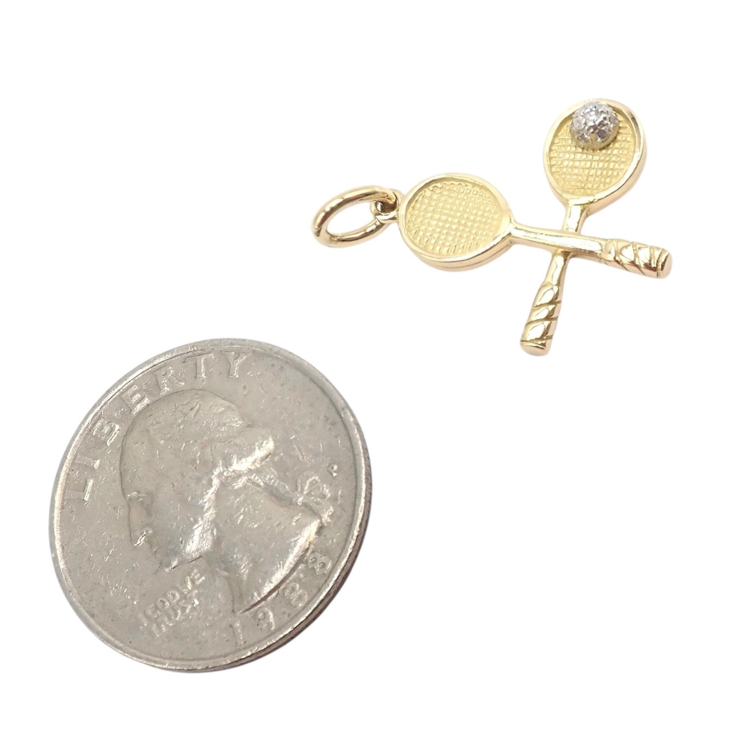 Rare Vintage Tiffany & Co. 18k Yellow + White Gold Tennis Rackets Diamond Charm | Fortrove