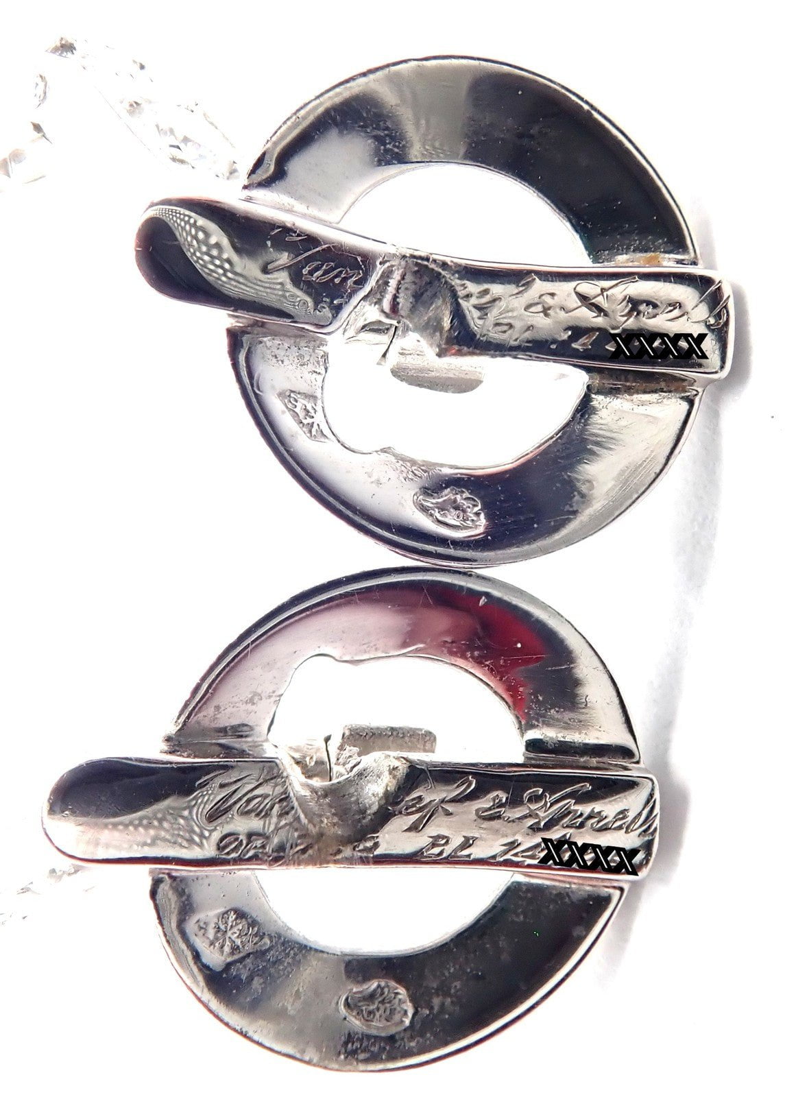 Authentic! Van Cleef & Arpels 18k White Gold Diamond Large Hoop Earrings | Fortrove