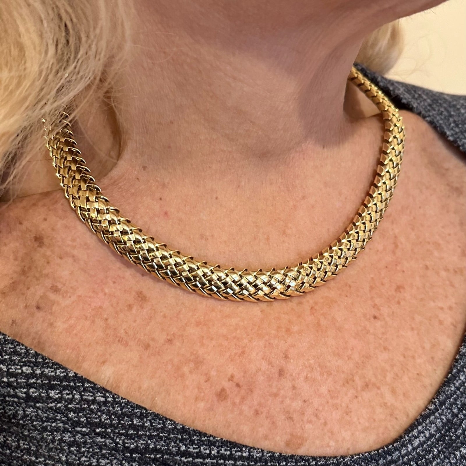 Tiffany & Co. Jewelry & Watches:Fine Jewelry:Necklaces & Pendants Authentic! Tiffany & Co Vannerie 18k Yellow Gold Basket Weave Necklace 1995