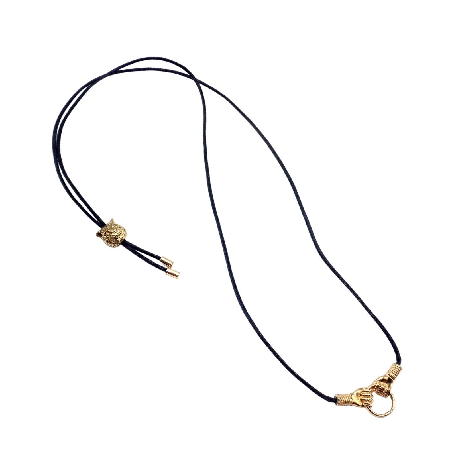 Gucci 18k Yellow Gold Le Marche des Merveilles Tiger Bolo Tie Necklace | Fortrove