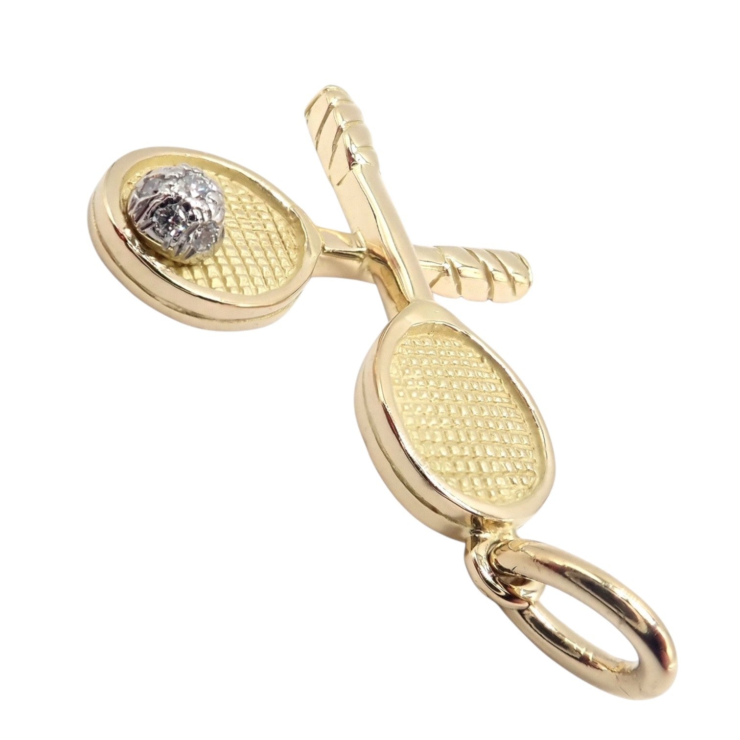 Rare Vintage Tiffany & Co. 18k Yellow + White Gold Tennis Rackets Diamond Charm | Fortrove