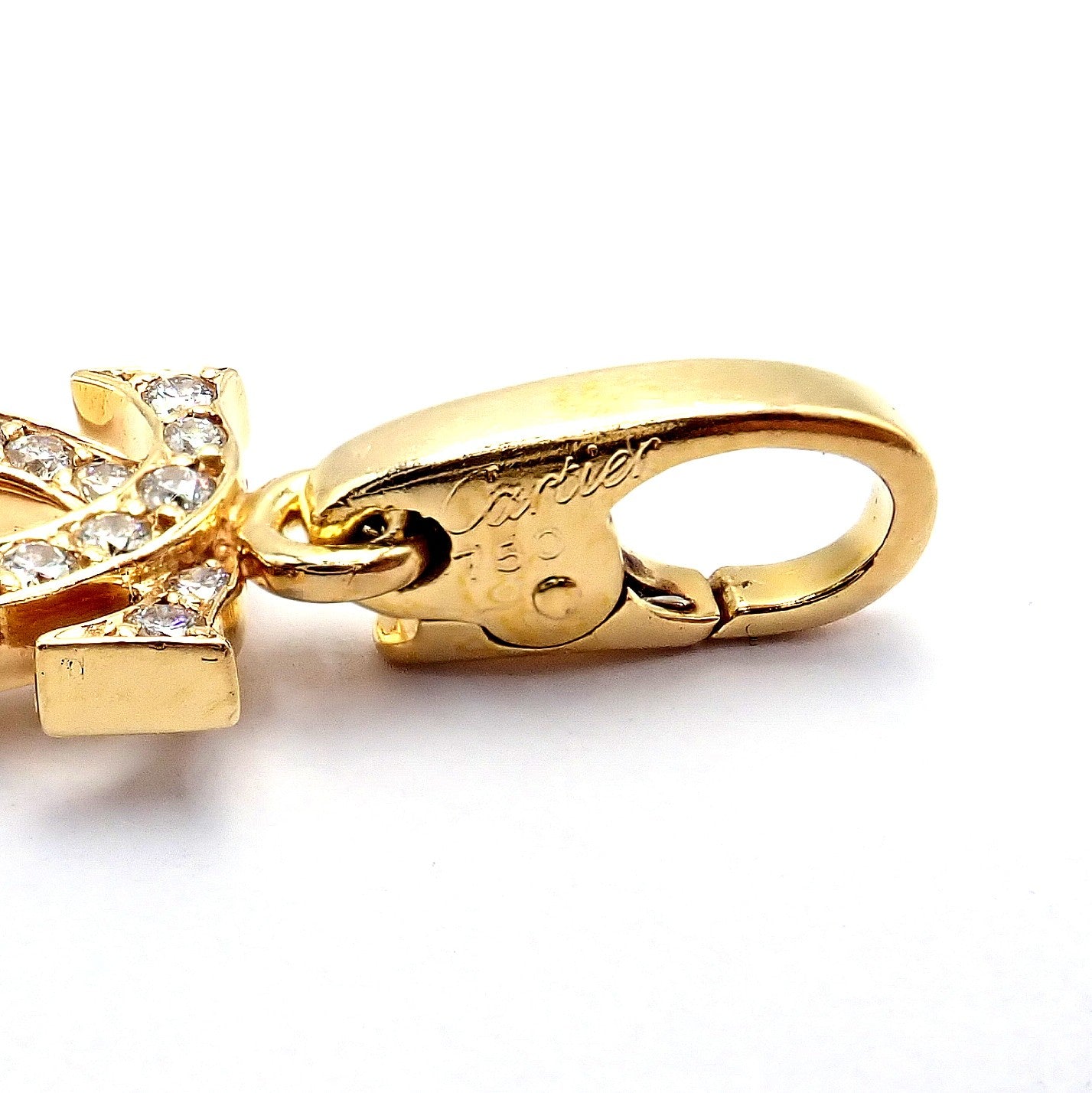 Authentic! Vintage Cartier 18k Yellow Gold Diamond Double C Charm Pendant | Fortrove