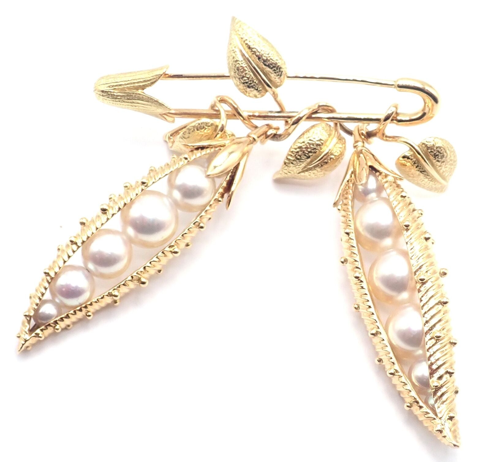 Authentic! Tiffany & Co Schlumberger Peapod 18k Yellow Gold Pearl Pin Brooch | Fortrove