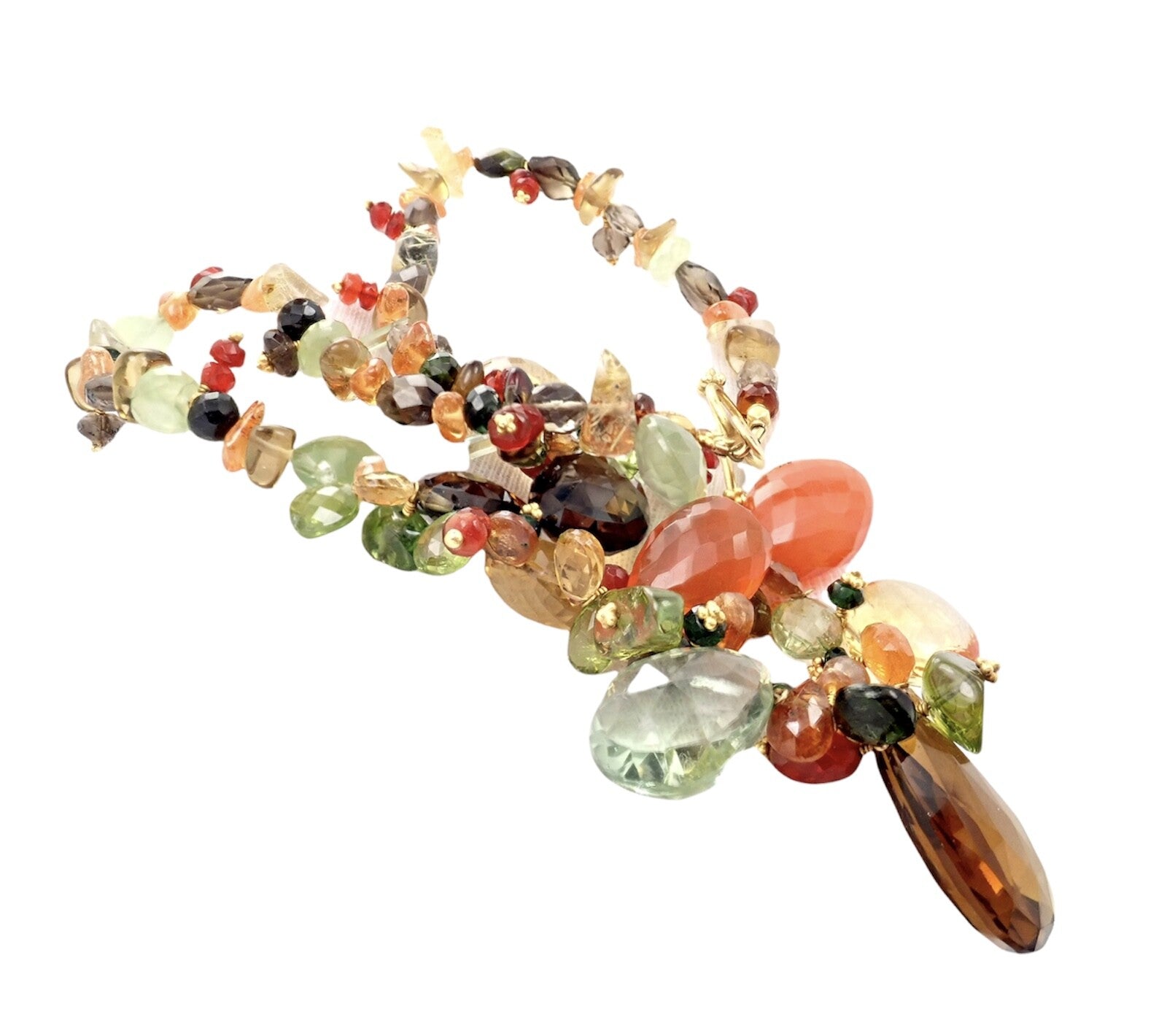 Rare Laura Gibson 22k Yellow Gold Briolette Onyx Spessartite Bead Candy Necklace | Fortrove