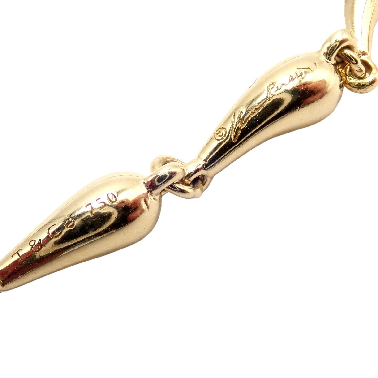 Authentic! Tiffany & Co Peretti 18k Yellow Gold Vintage Teardrop Necklace 15.75" | Fortrove