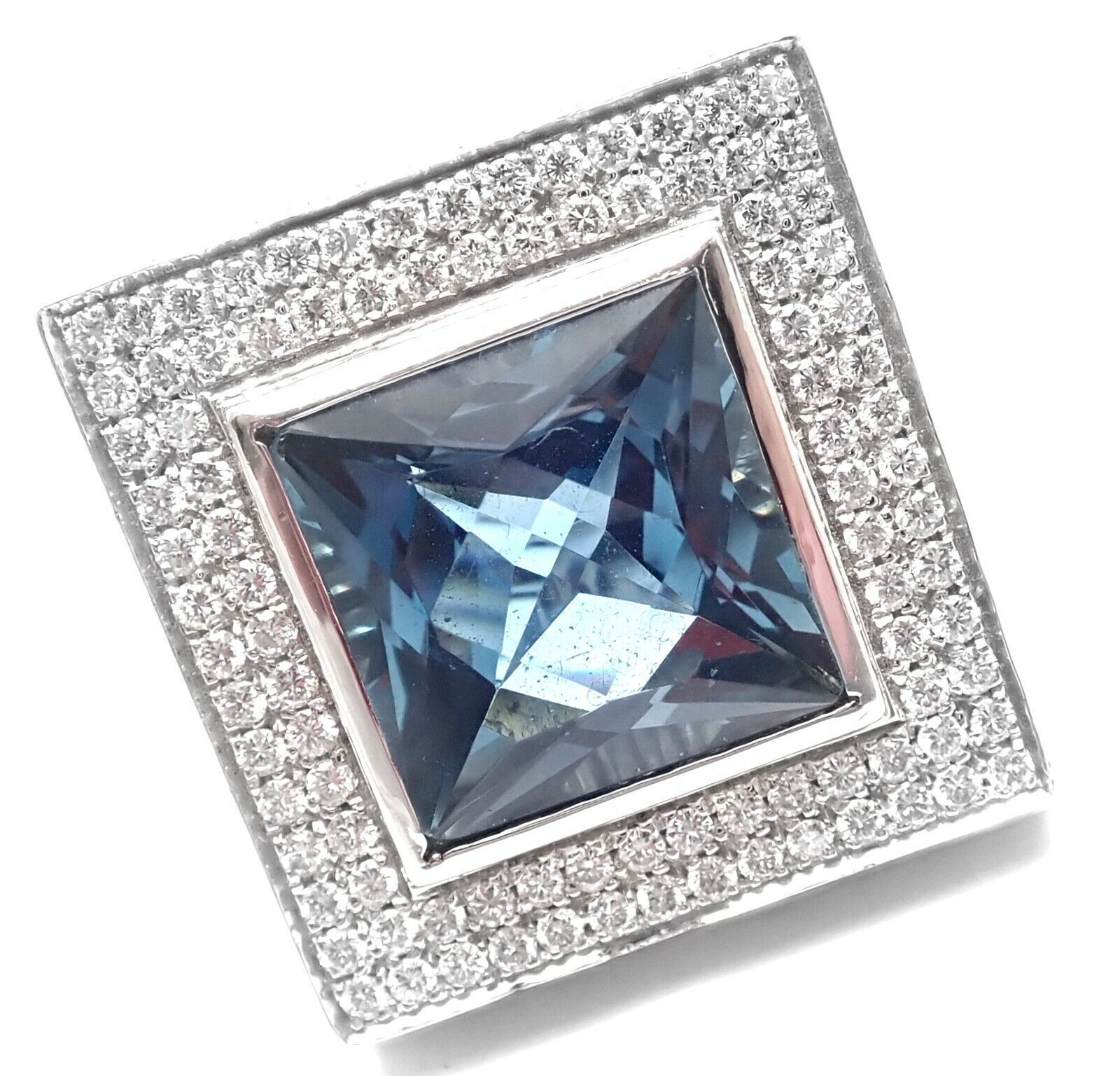 PASQUALE BRUNI Jewelry & Watches:Fine Jewelry:Rings Authentic! Pasquale Bruni 18k White Gold Diamond London Blue Topaz Large Ring