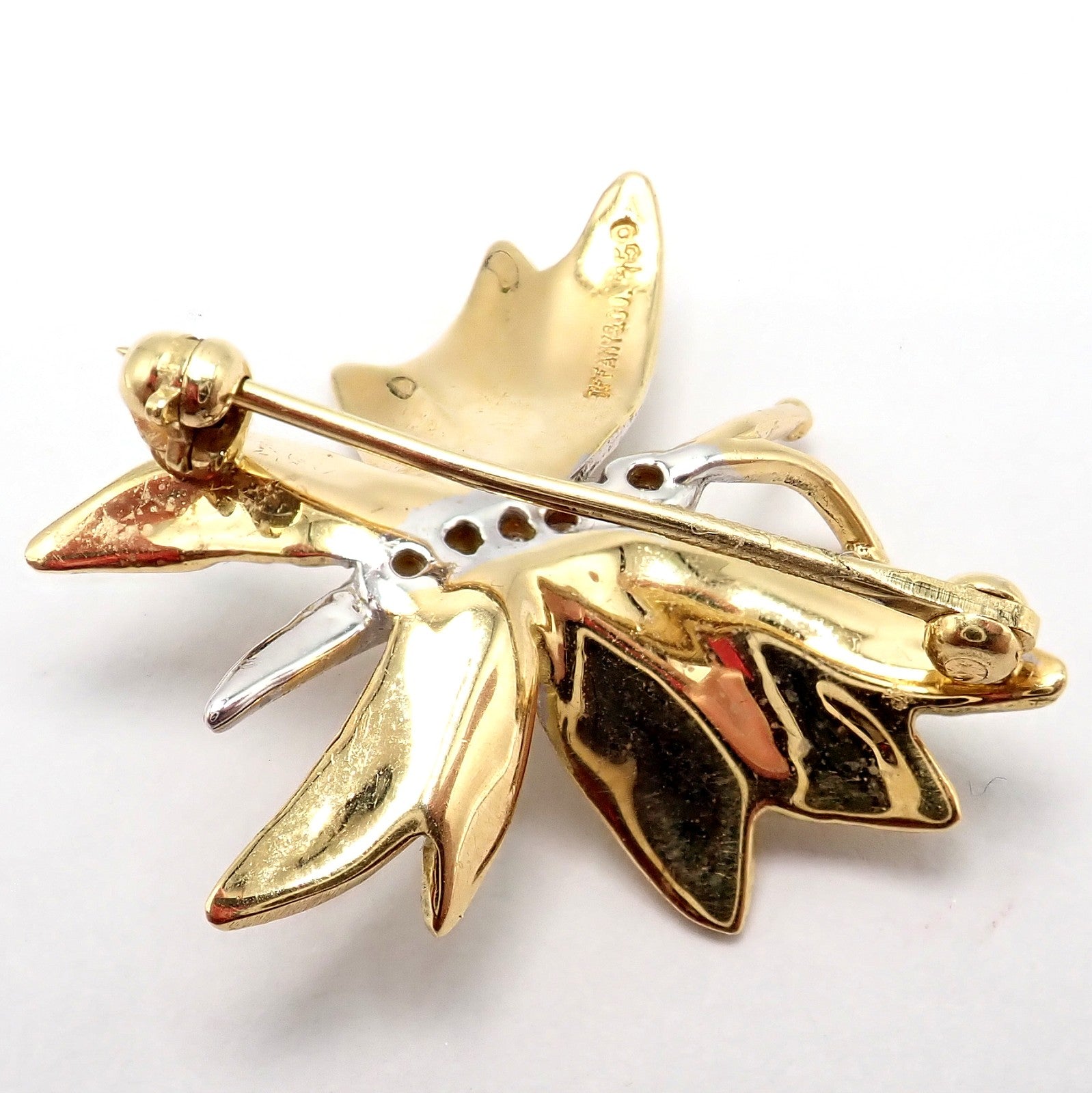 Authentic! Tiffany & Co 18k Yellow White Gold Butterfly Diamond Pin Brooch | Fortrove